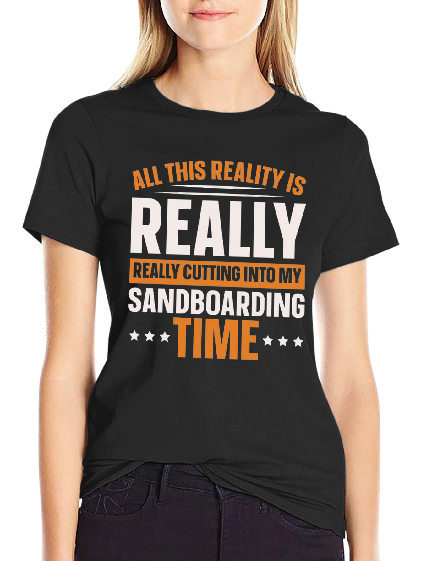 Black Sandboarding Time Graphic Tee view 2