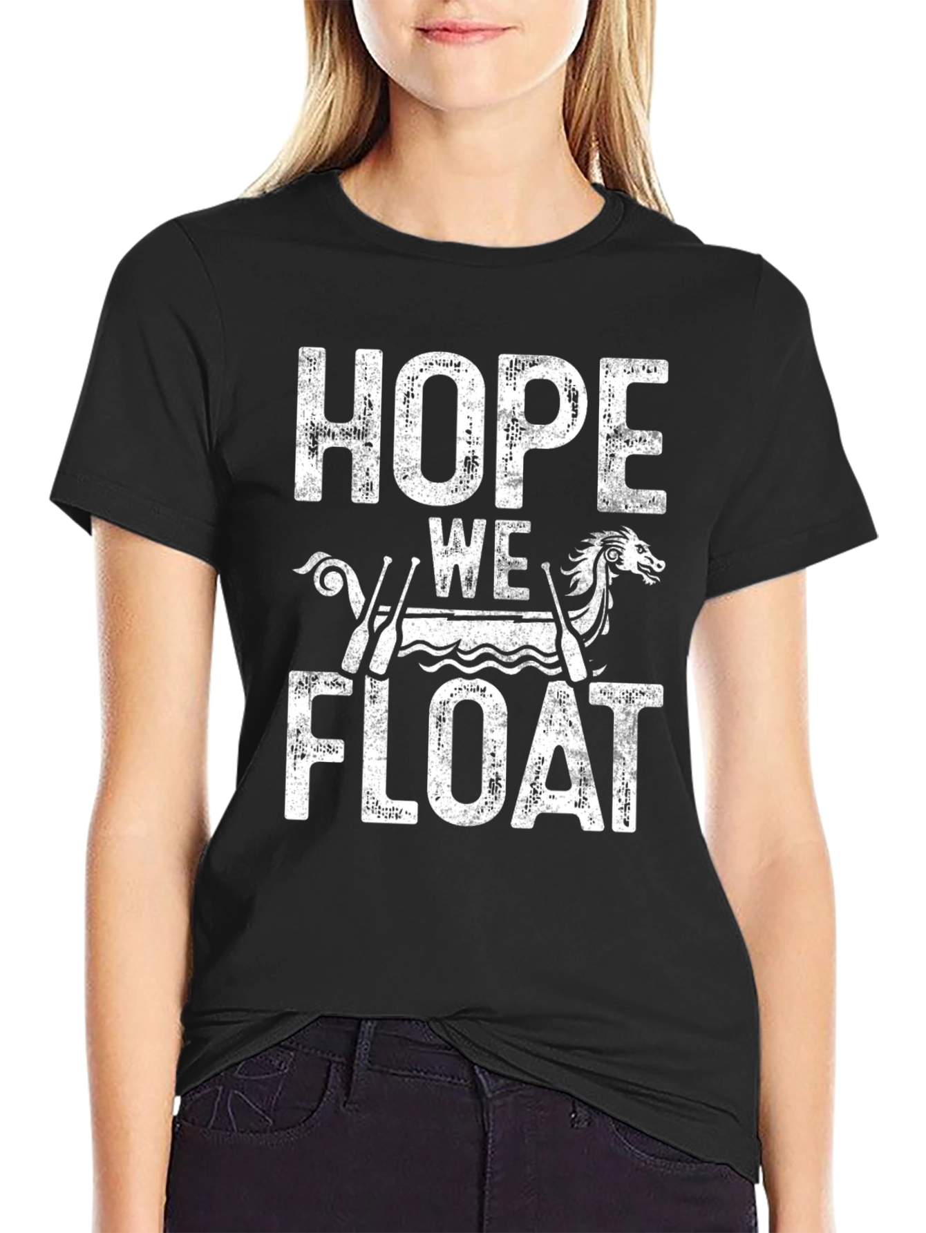 Black Hope We Float Graphic Tee - Novelty T-Shirt view 2