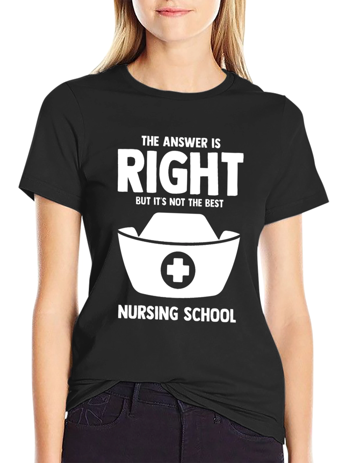 Black Nursing School Answer T-Shirt view 2