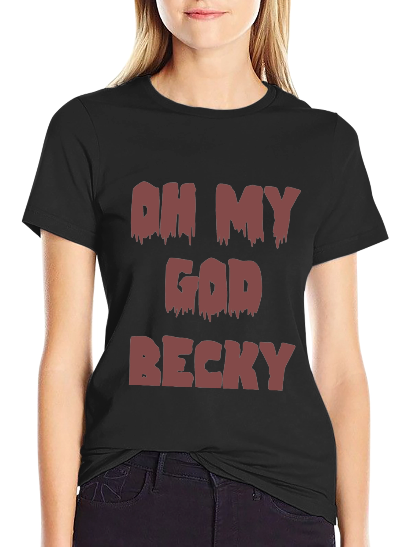 Black Oh My God Becky Graphic Tee - Trendy & Fun view 2