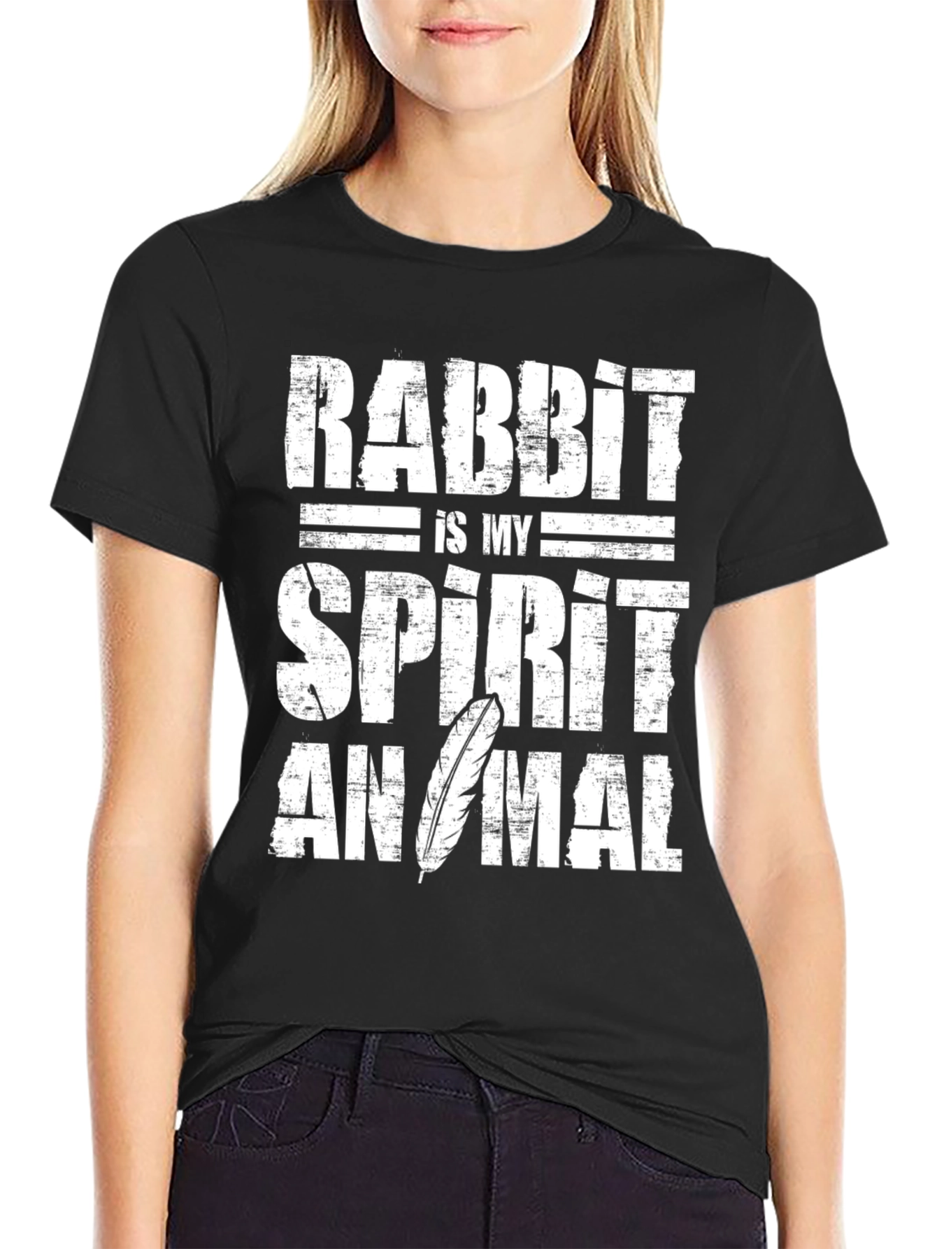 Black Rabbit Spirit Animal Graphic Tee - Soft Cotton view 2