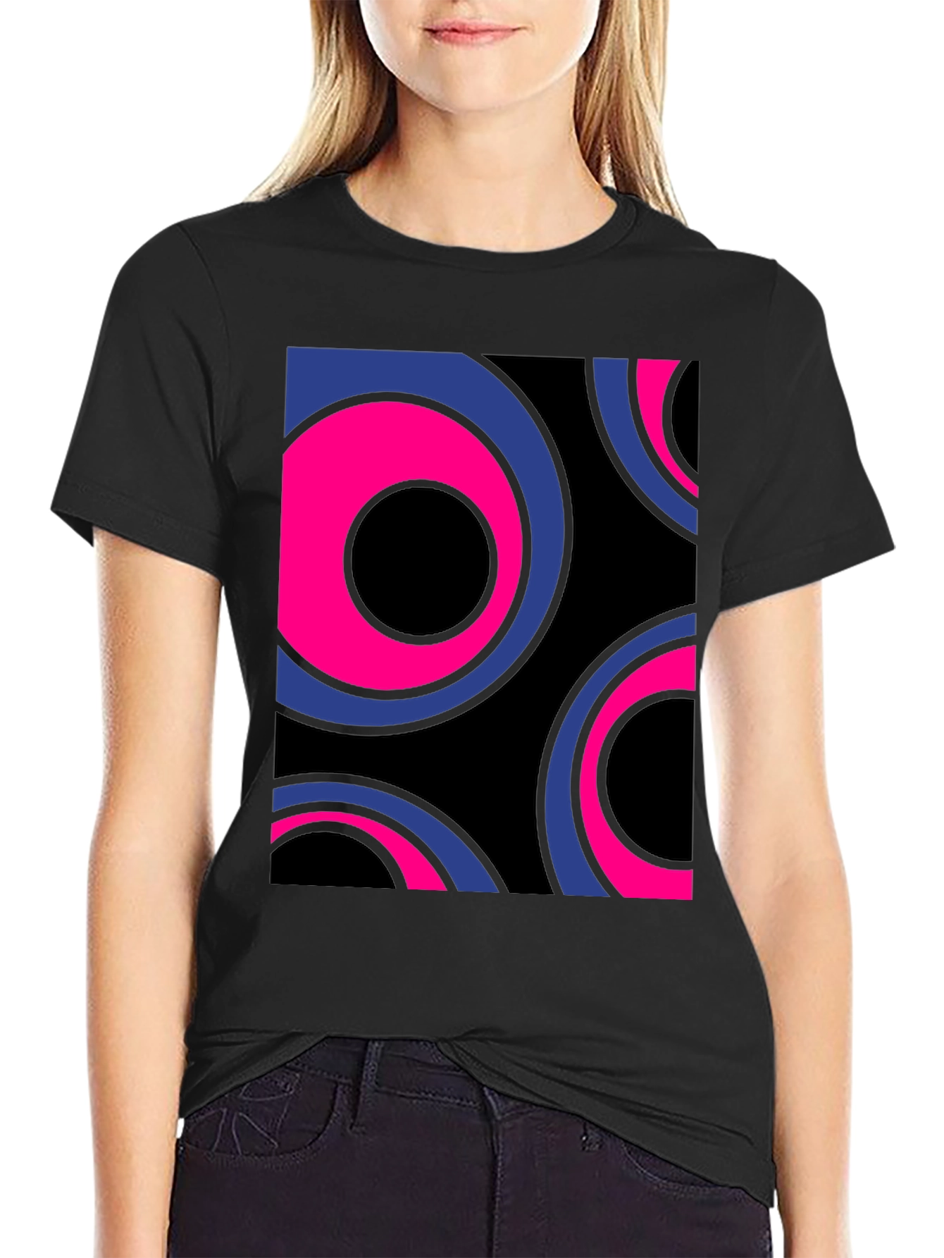 Black Retro Circle Graphic Tee - Bold Style view 2