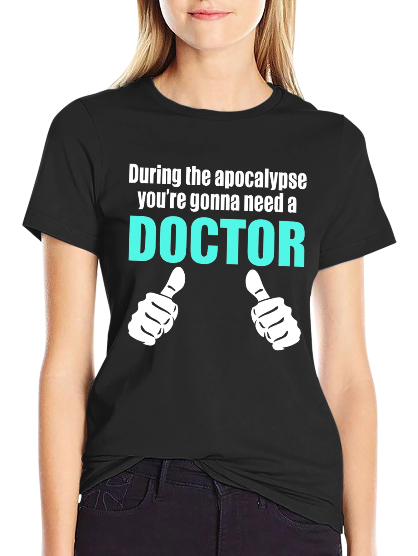 Black Apocalypse Doctor T-Shirt Funny Novelty Tee view 2