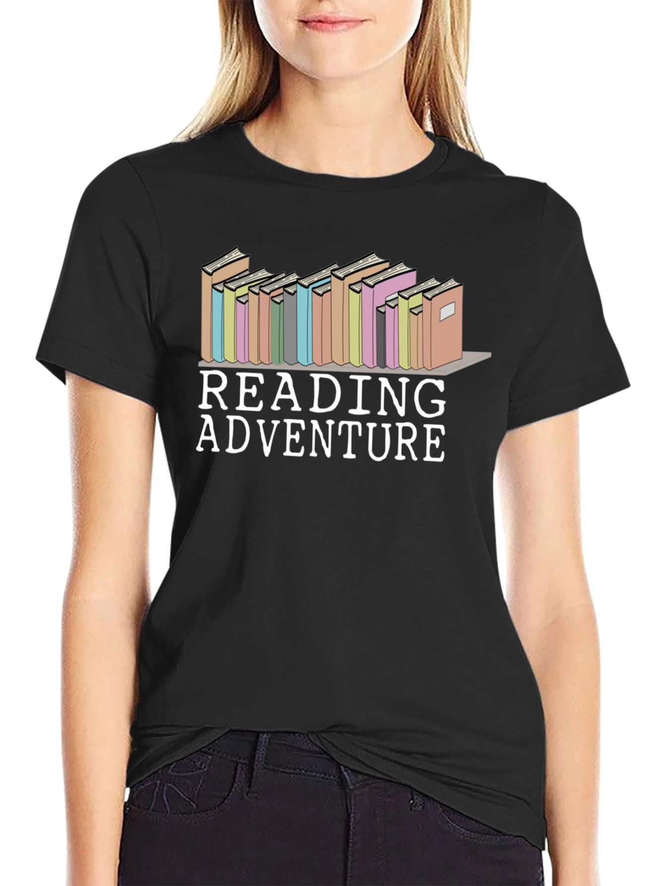 Black Reading Adventure Graphic T-Shirt view 2