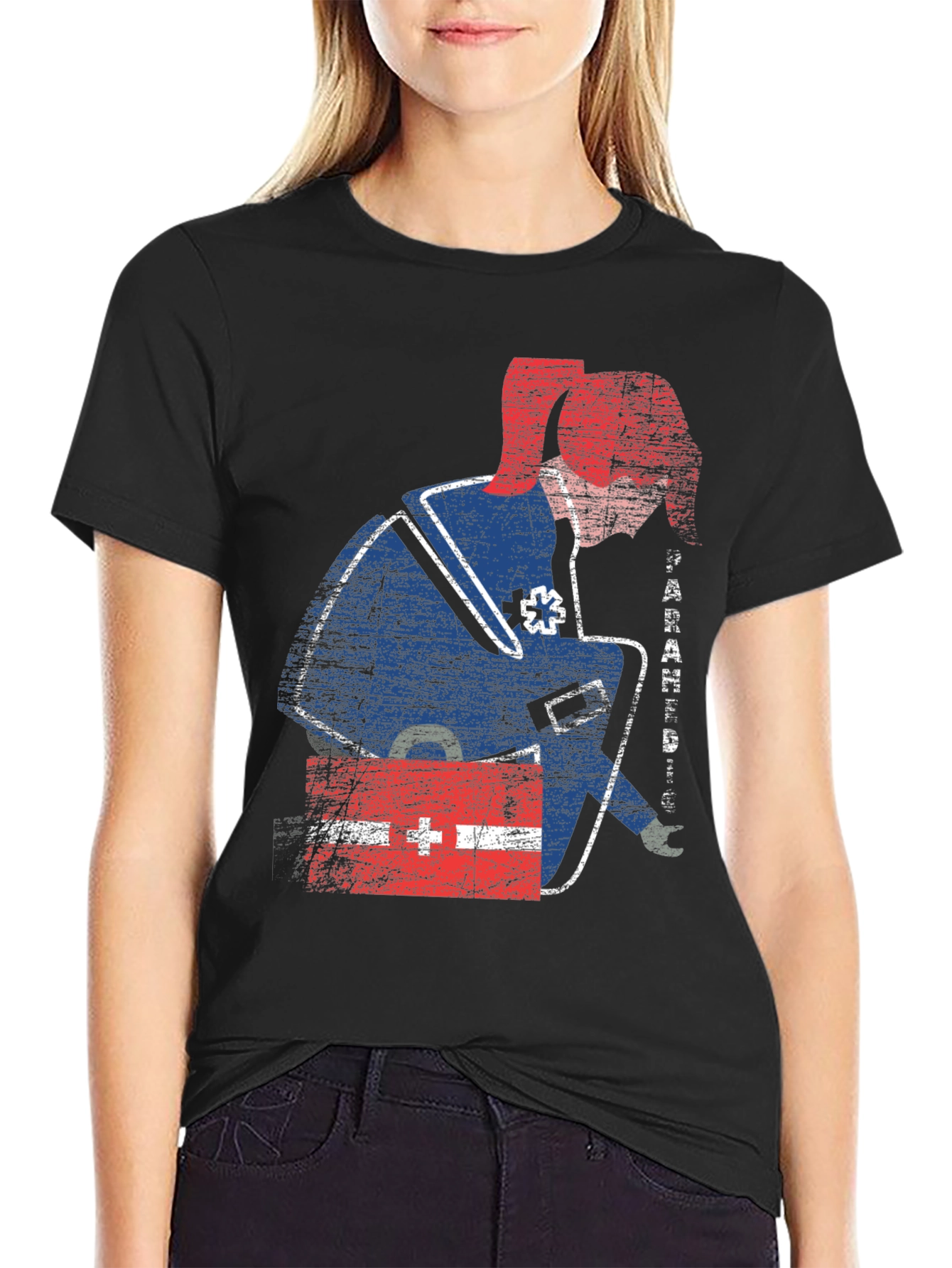 Black Paramedic Graphic T-Shirt - Grunge Style view 2