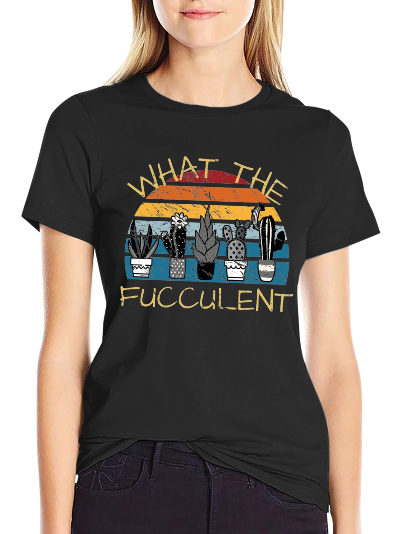 Black What the Fucculent Graphic T-Shirt view 2