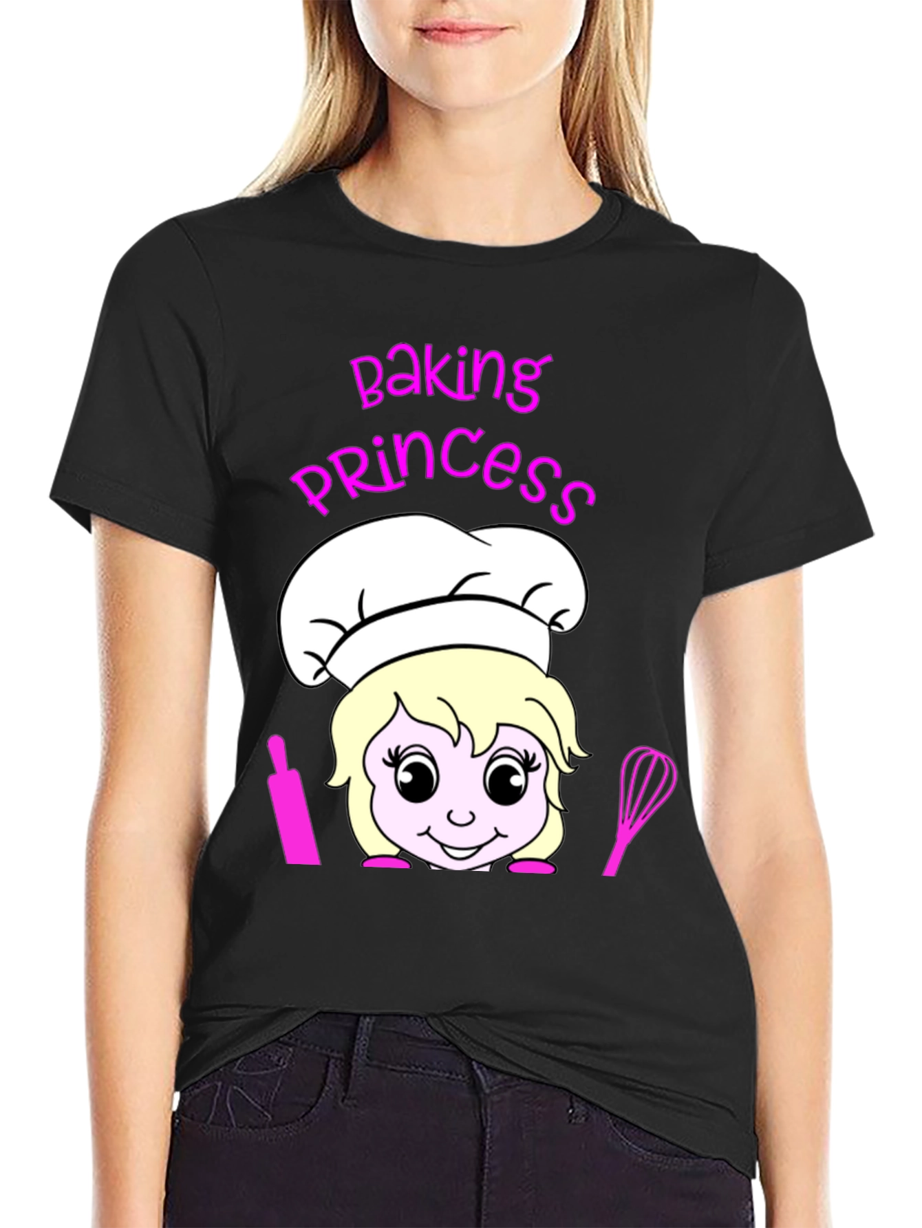 Black Baking Princess T-Shirt - Chef Cartoon Tee view 2