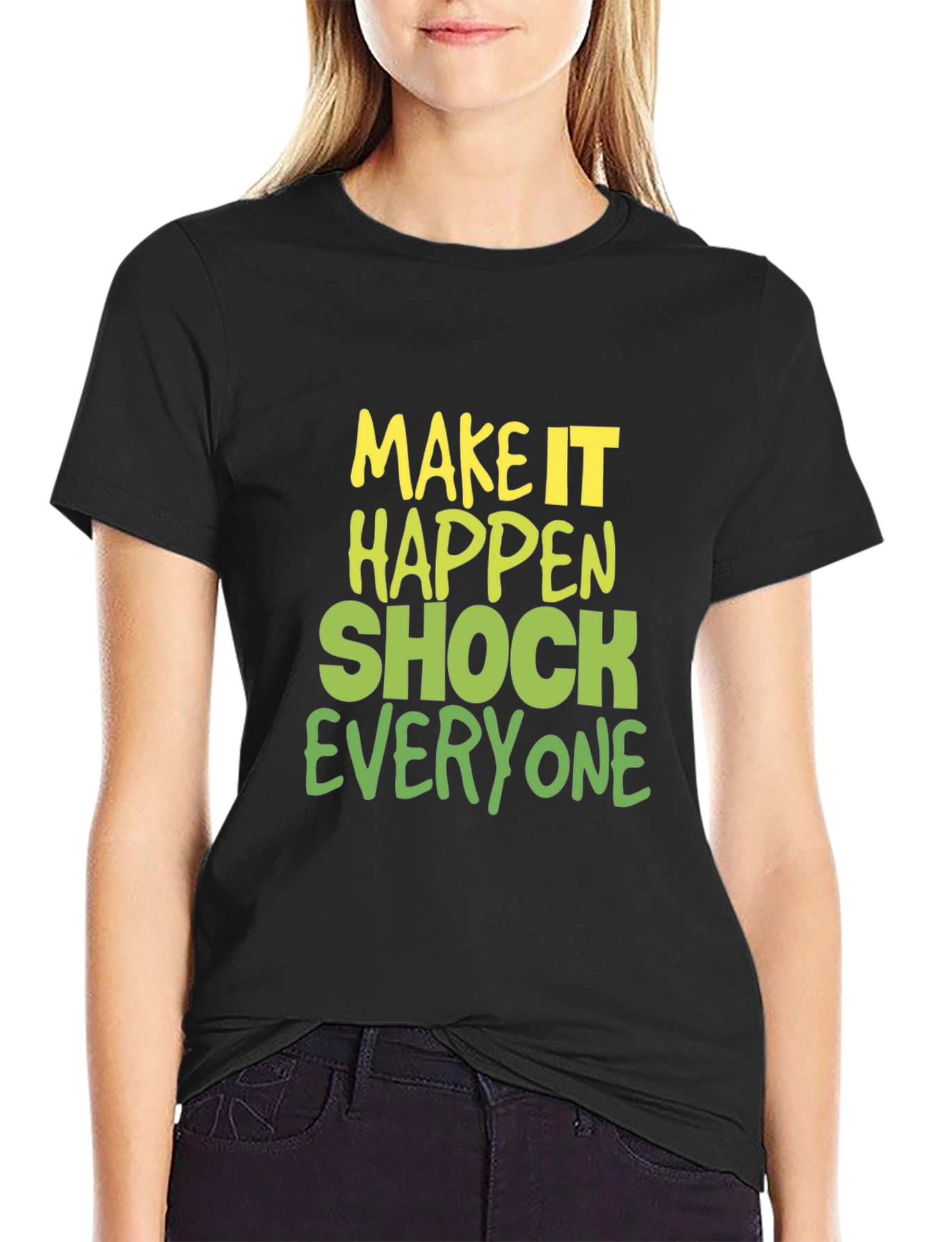 Black Make it Happen Graphic Tee - Black Cotton Blend view 2