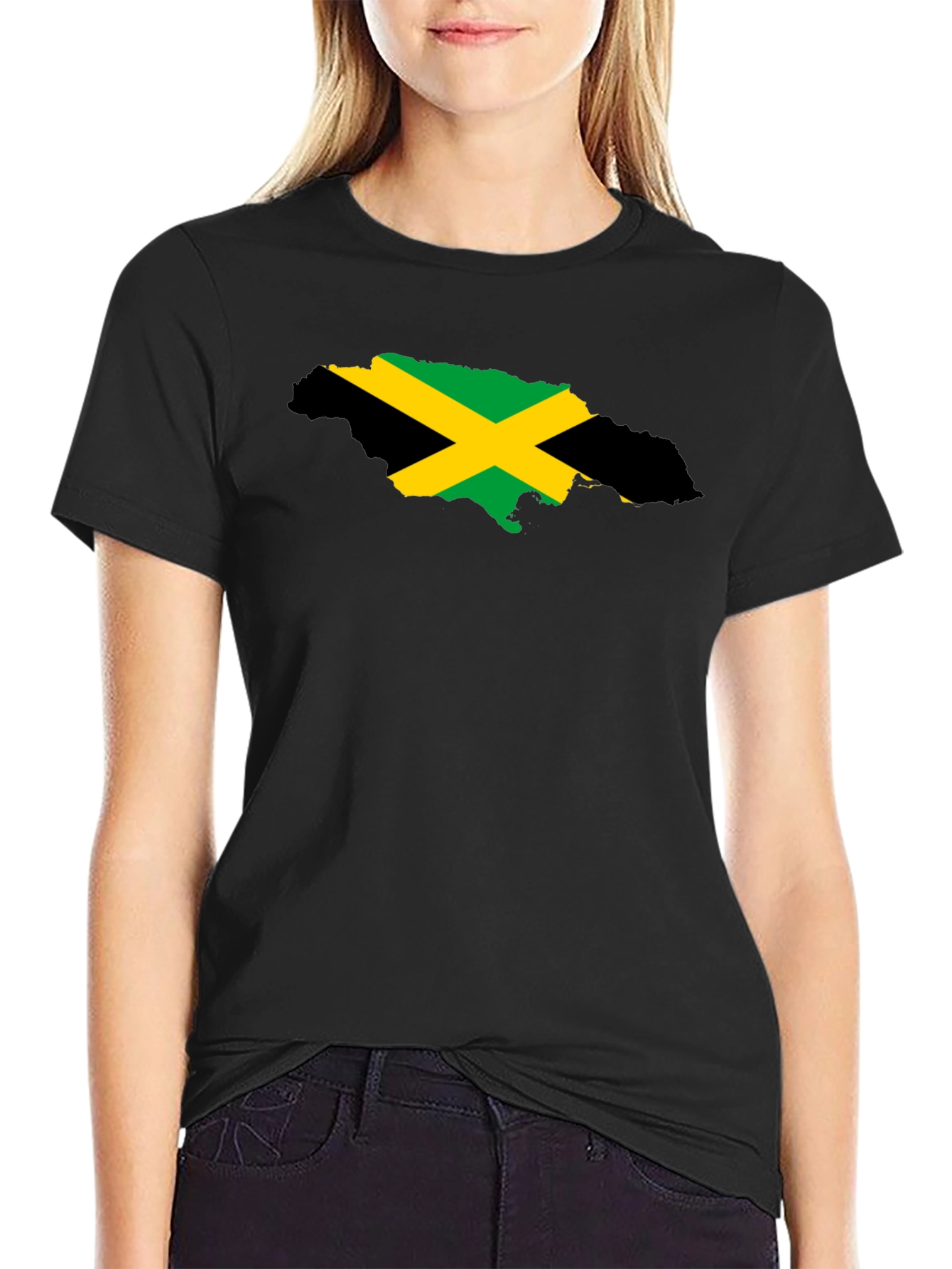 Jamaica Flag Map Black T-Shirt - Island Pride - 2