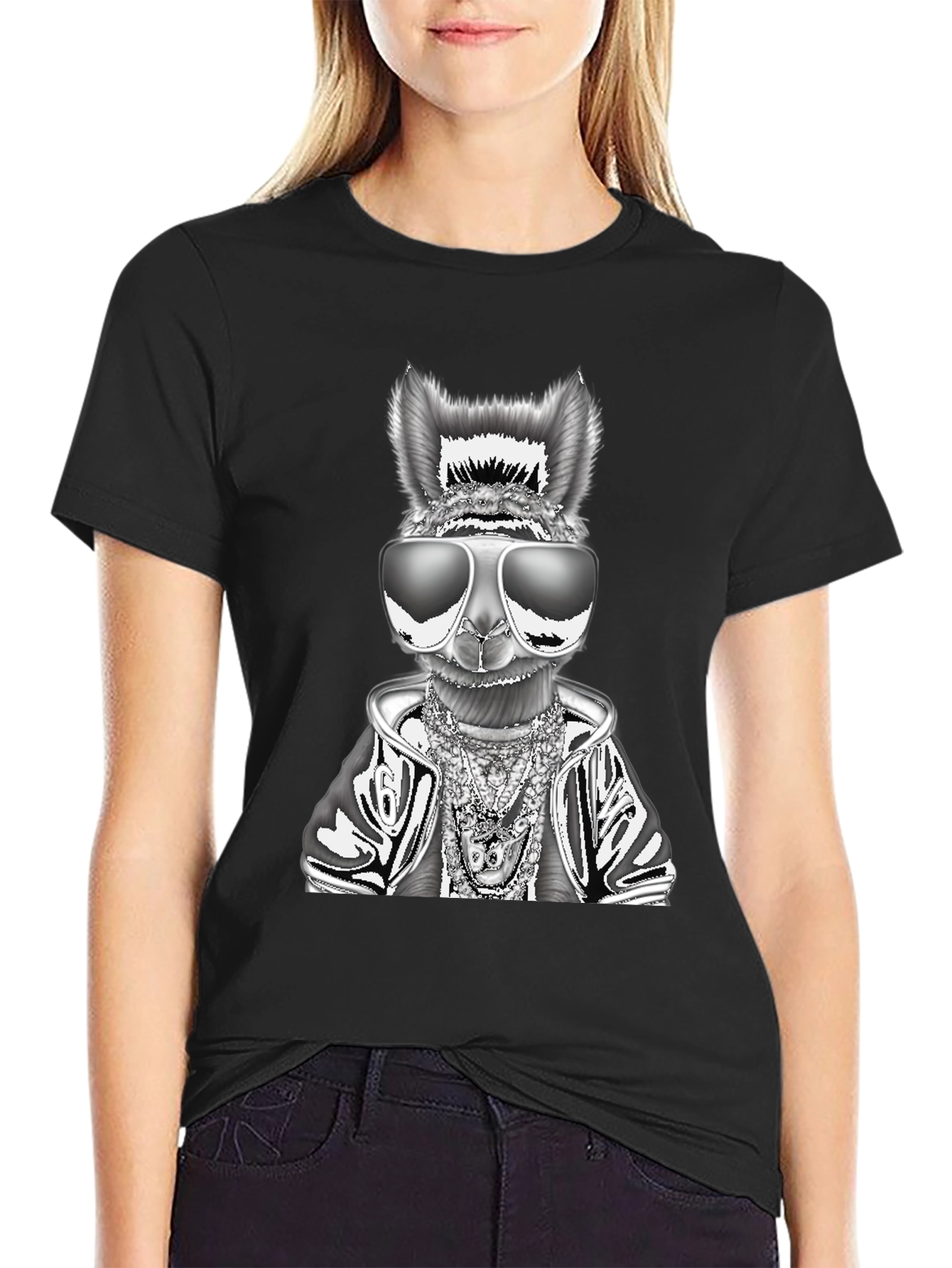 Black Cool Llama Graphic Tee - Black view 2