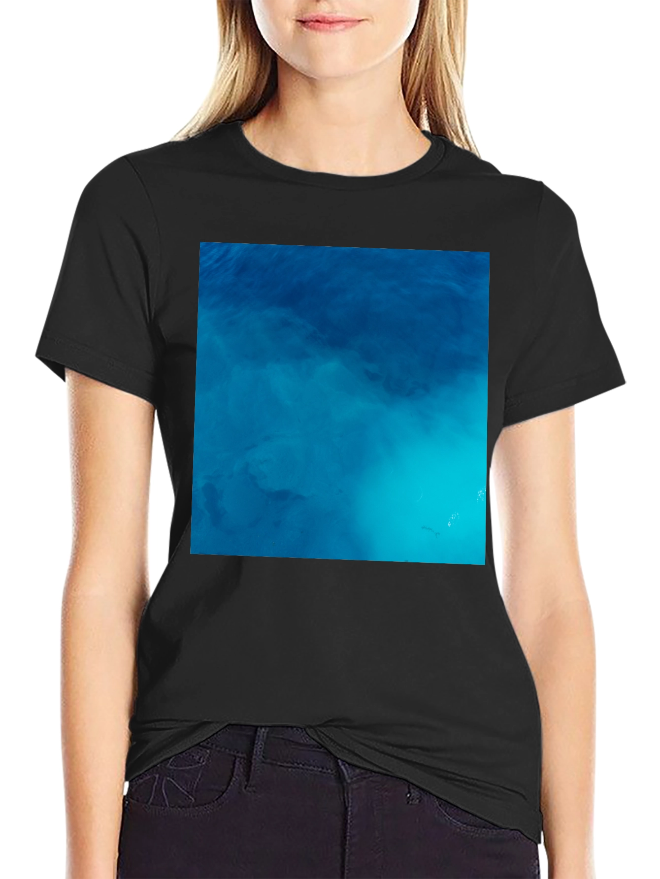 Black Ocean Water Graphic Tee - Relaxed Fit Black Shirt view 2