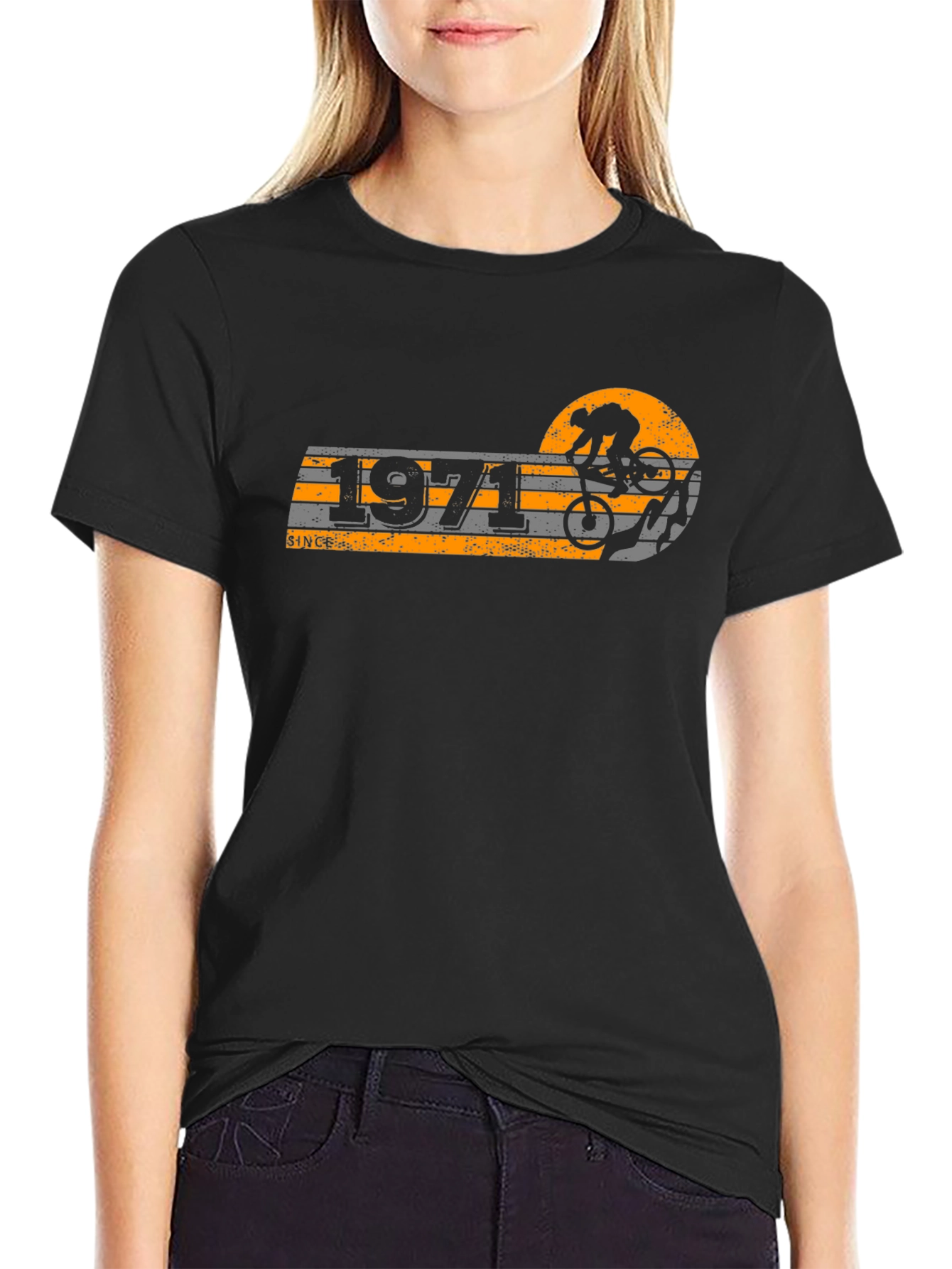 Black Since 1971 Biker T-Shirt - Cool Vintage Design view 2