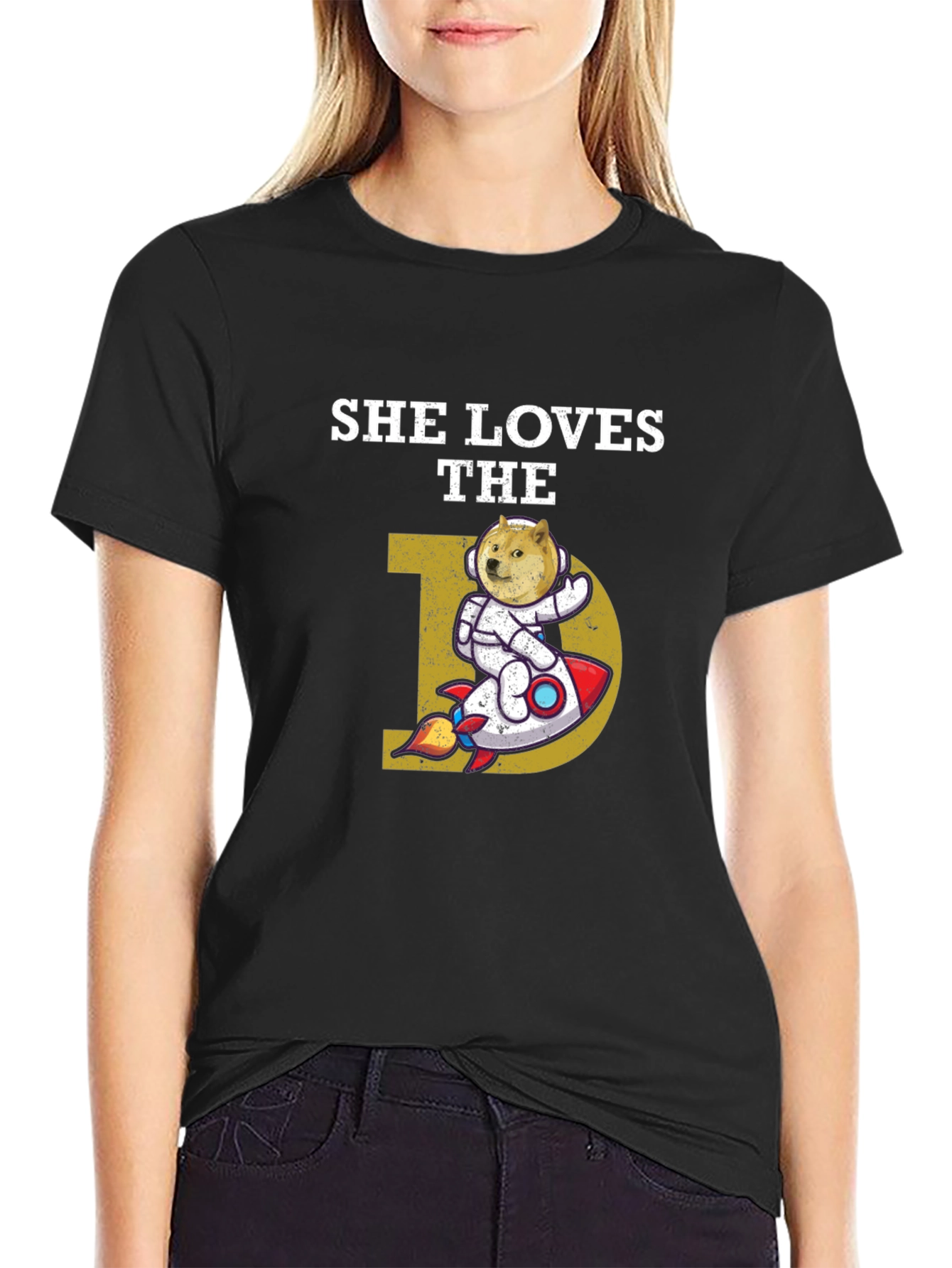 She Loves The D Doge T-Shirt Crypto Meme Astronaut Rocket - 2