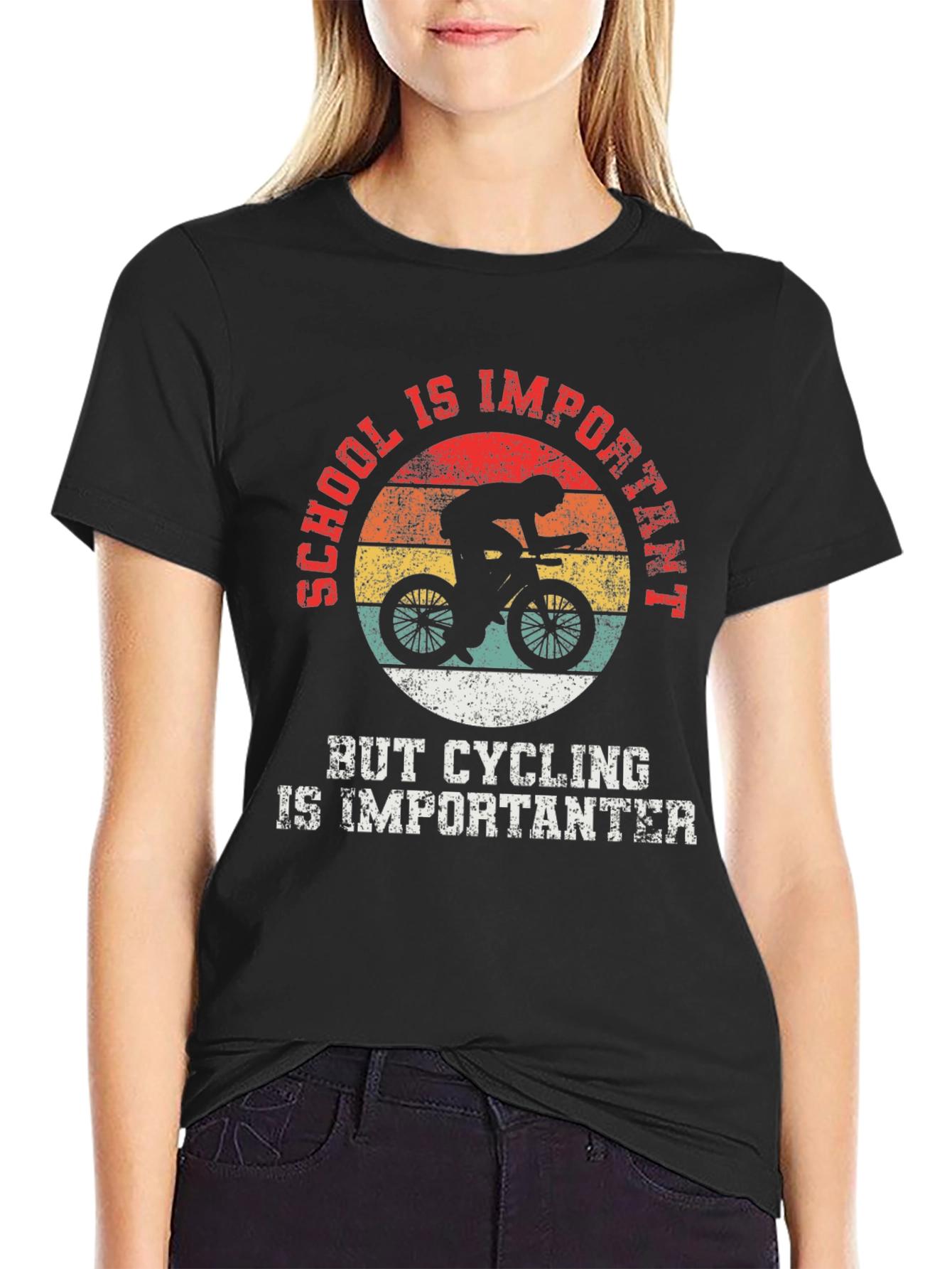 Black Cycling is Importanter T-Shirt view 2