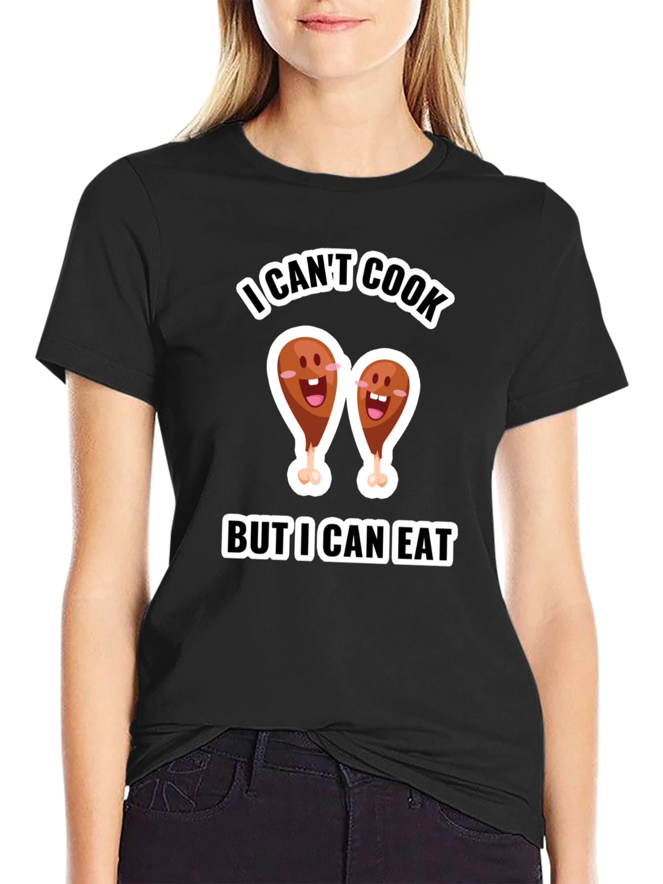 Black Funny I Can't Cook But I Can Eat T-Shirt view 2
