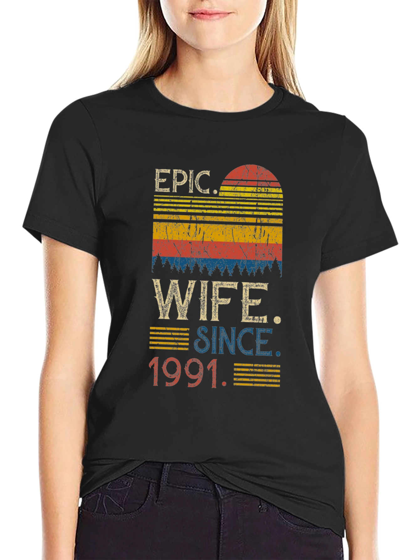 Black Epic Wife Since 1991 T-Shirt view 2