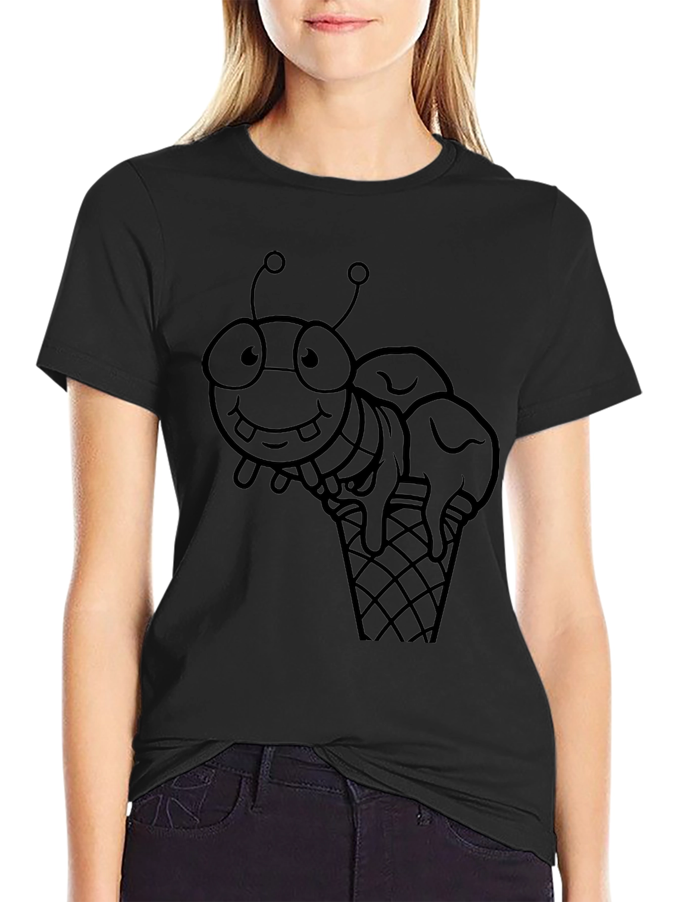 Black Insect Ice Cream T-Shirt - Fun Graphic Tee view 2