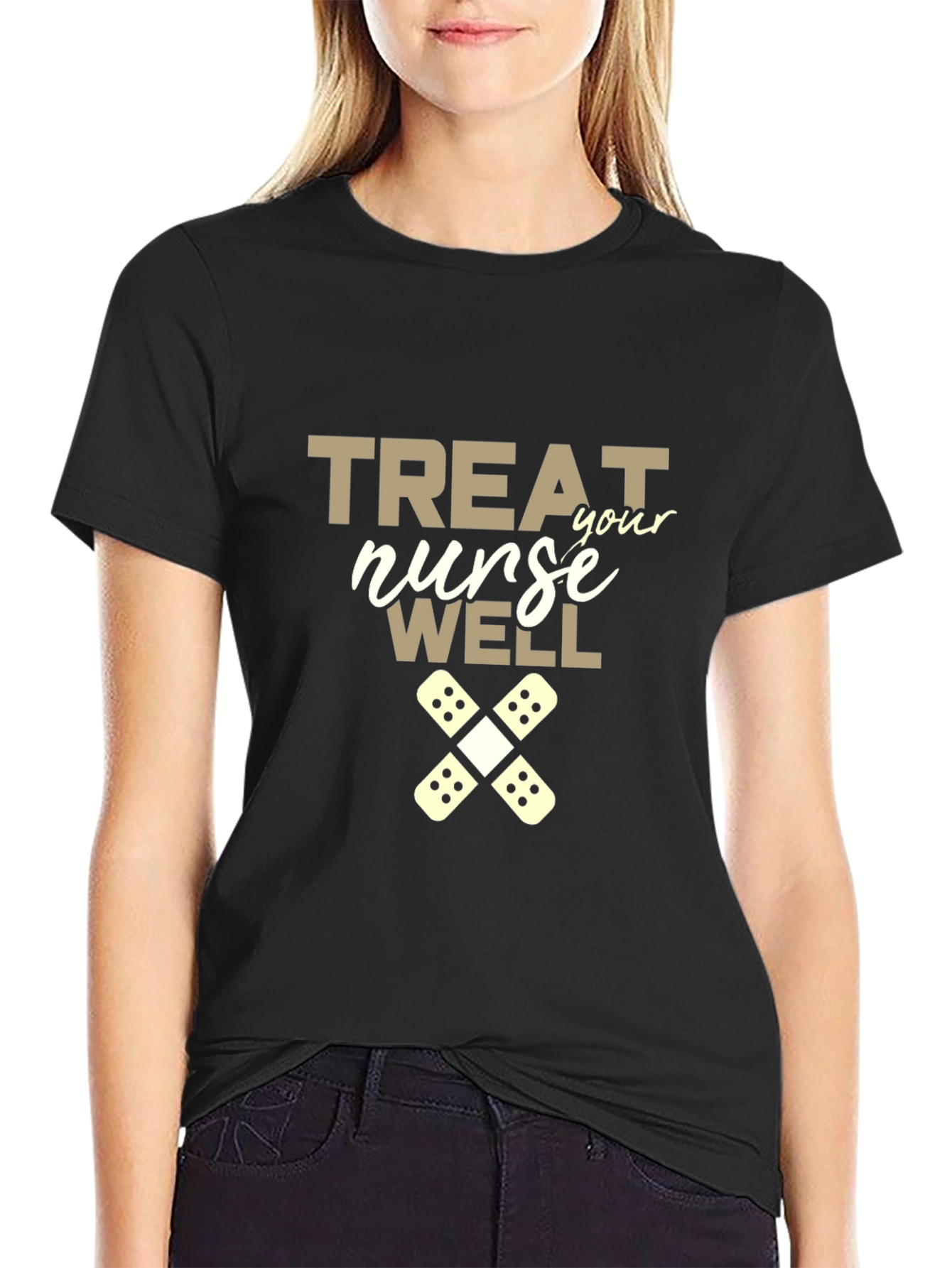 Black Treat Your Nurse Well Graphic Tee view 2