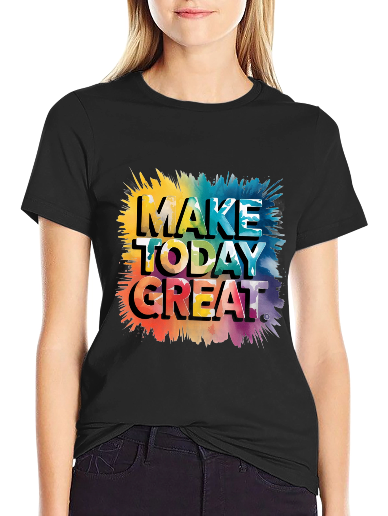 Black Make Today Great Graphic Tee - Black Cotton Blend view 2