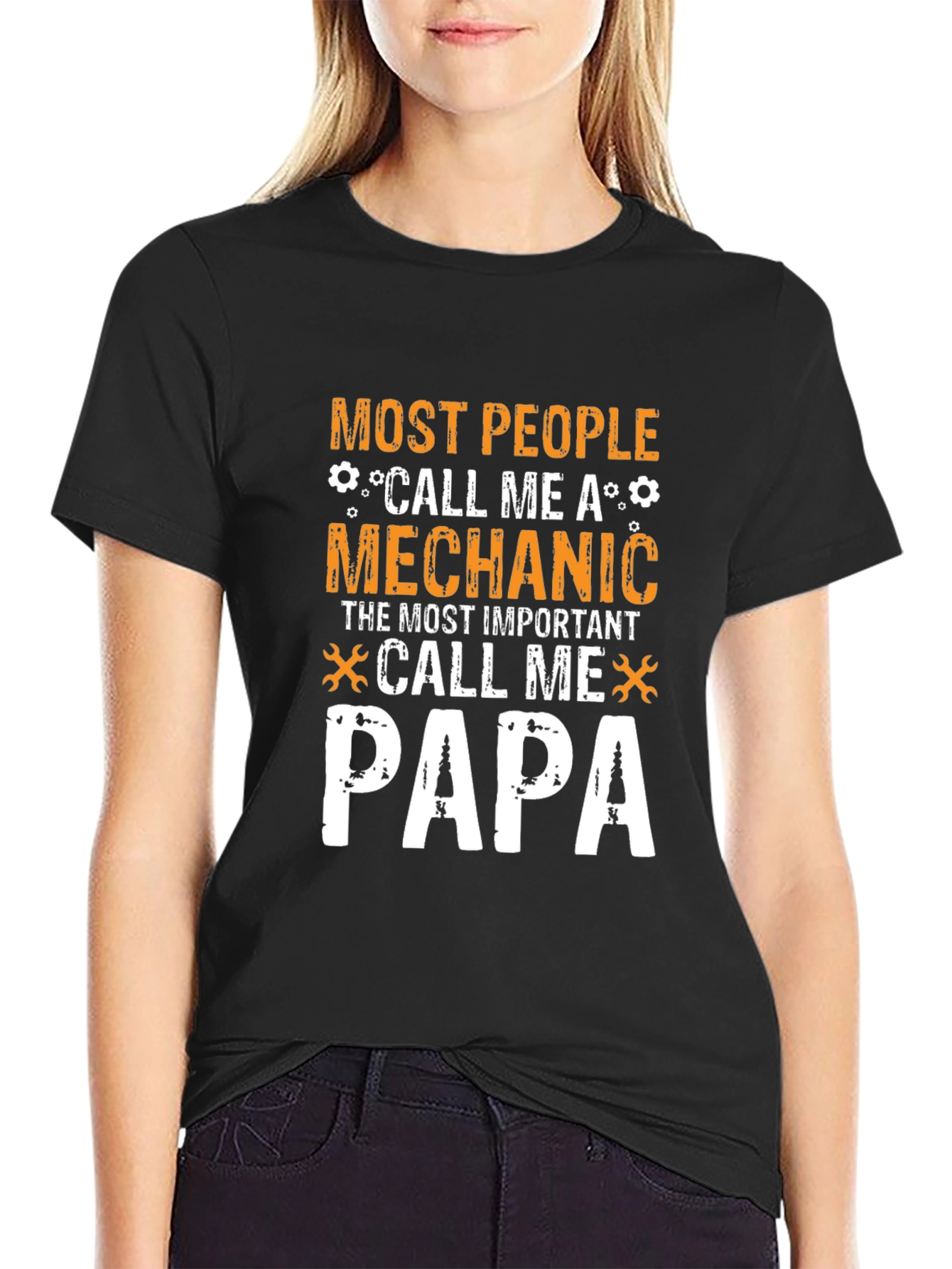 Black Mechanic Papa T-Shirt - Best Dad Gift view 2