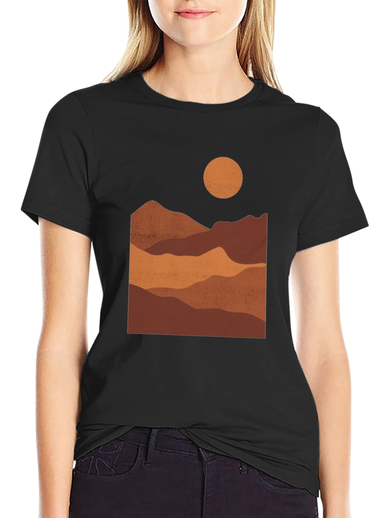 Black Mountains at Sunset Black Graphic Tee view 2