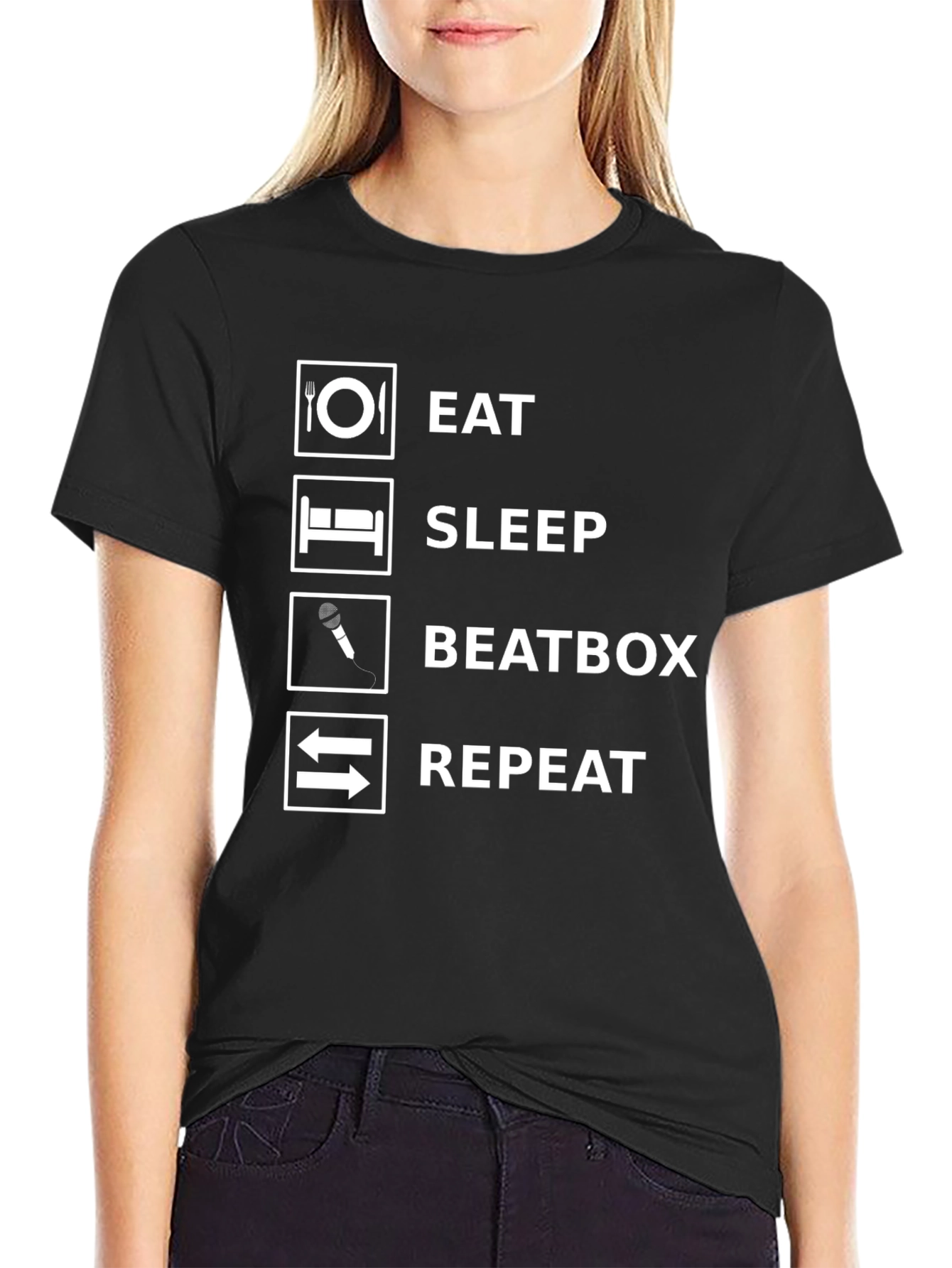 Black Eat Sleep Beatbox Repeat Graphic T-Shirt view 2