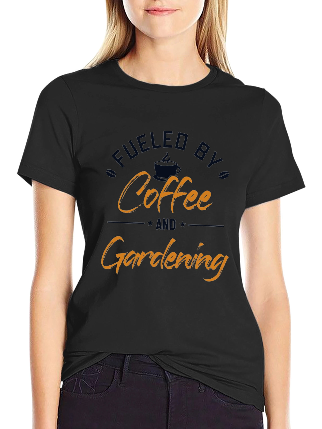 Black Fueled By Coffee & Gardening T-Shirt view 2