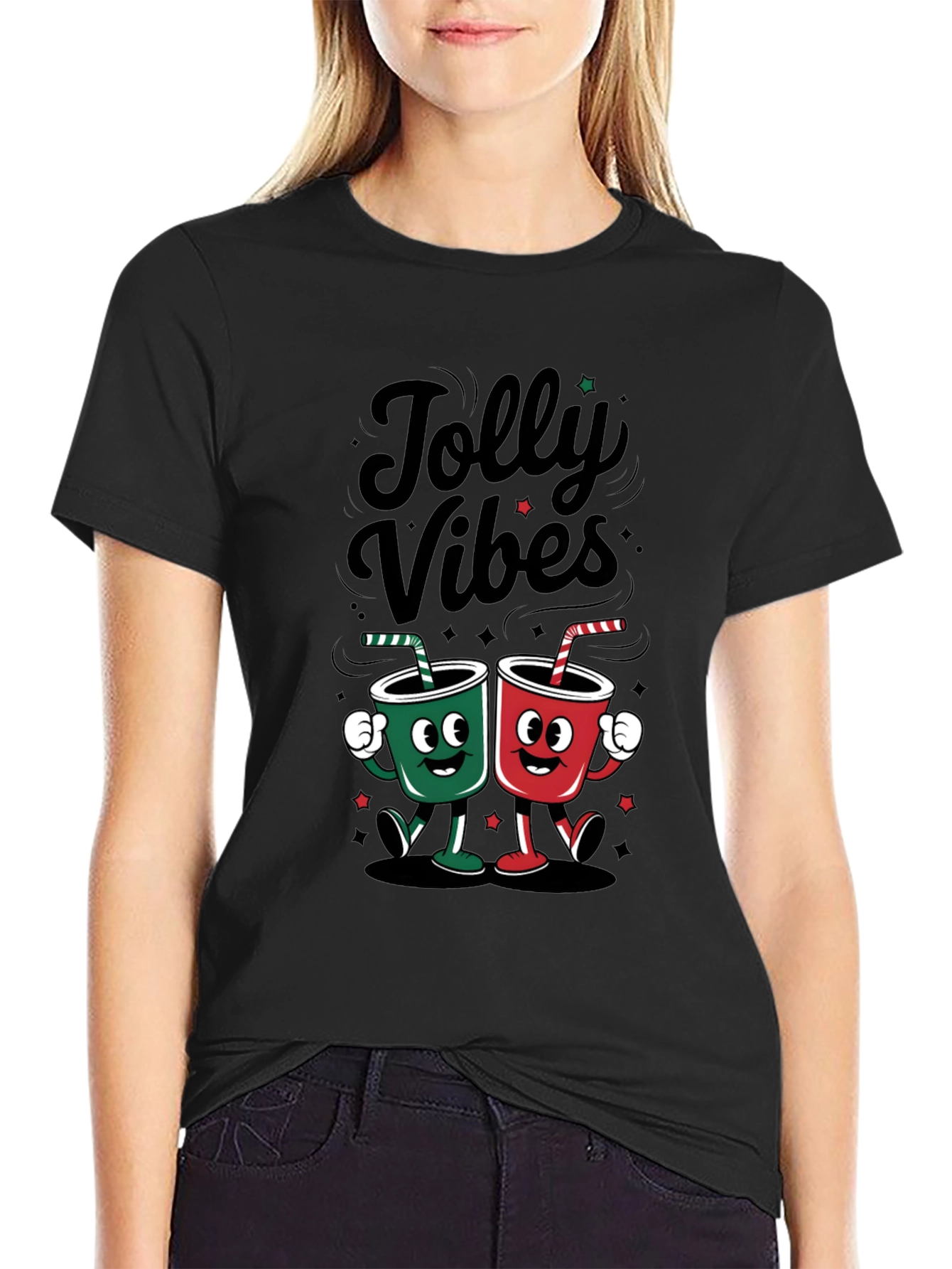 Black Jolly Vibes Graphic Tee view 2