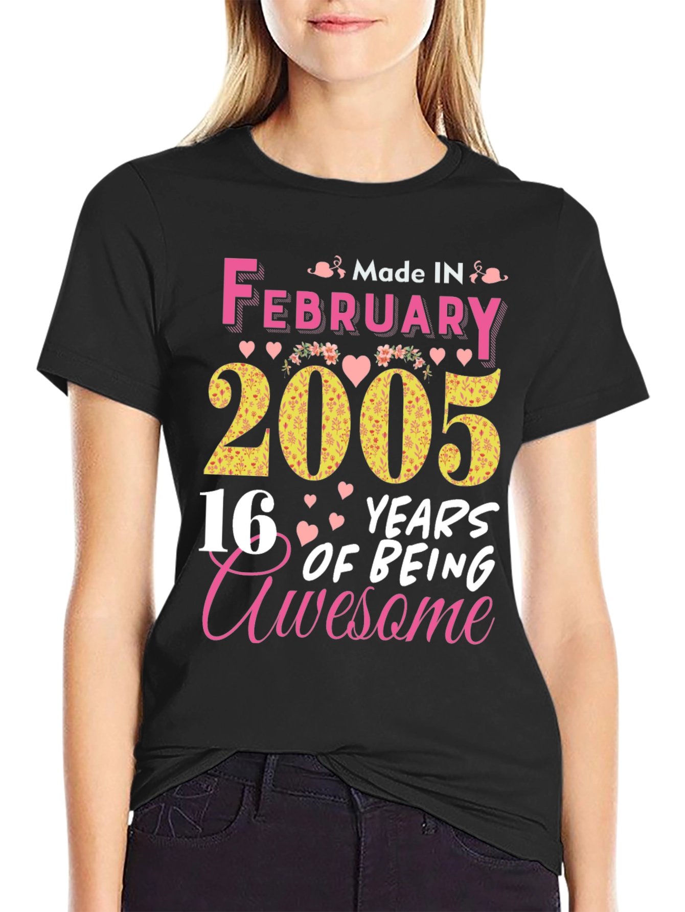 Black February 2005 16 Years Awesome T-Shirt view 2