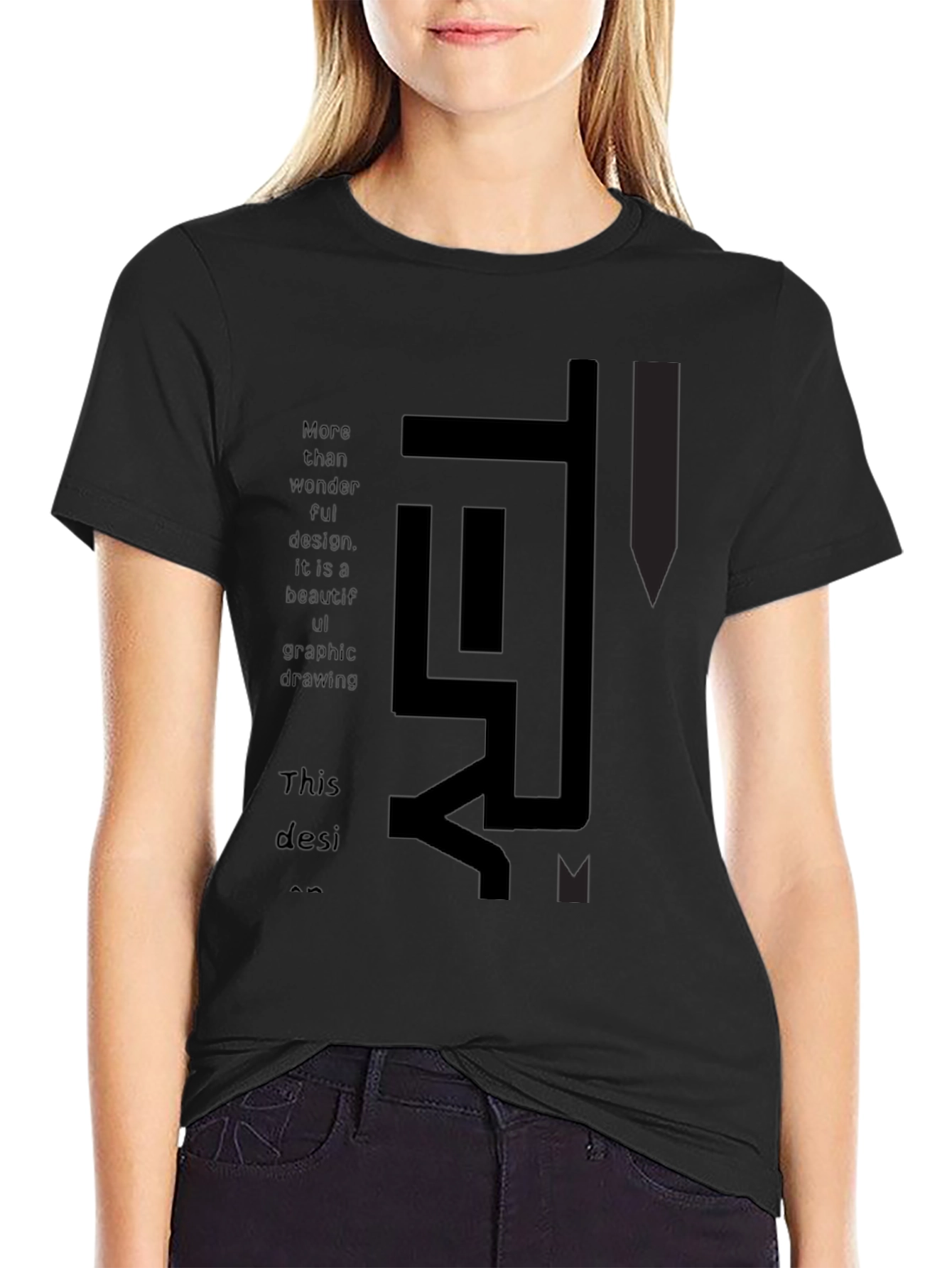 Abstract Graphic Print Black T-Shirt - 2