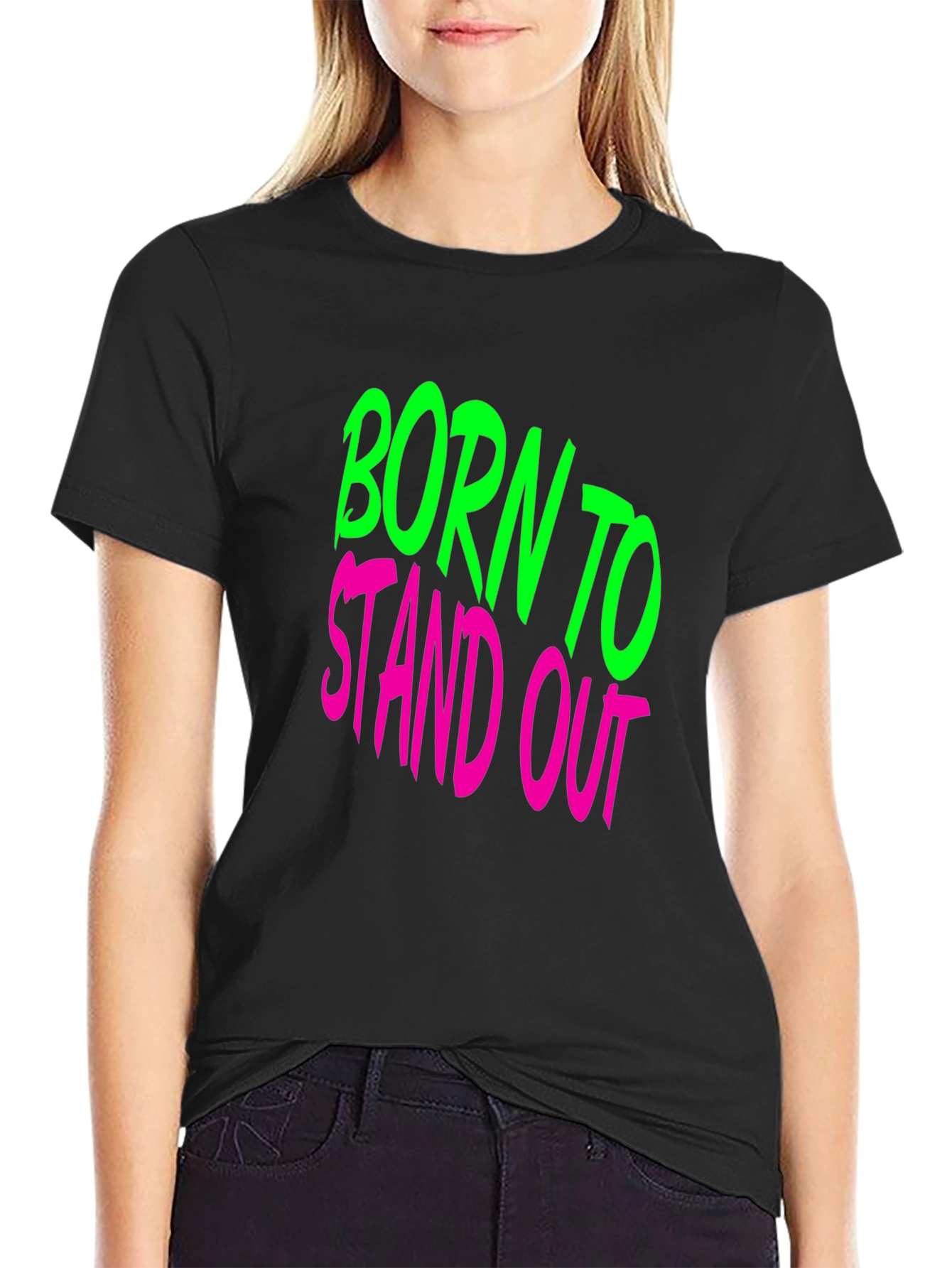 Black Born to Stand Out Graphic T-Shirt view 2