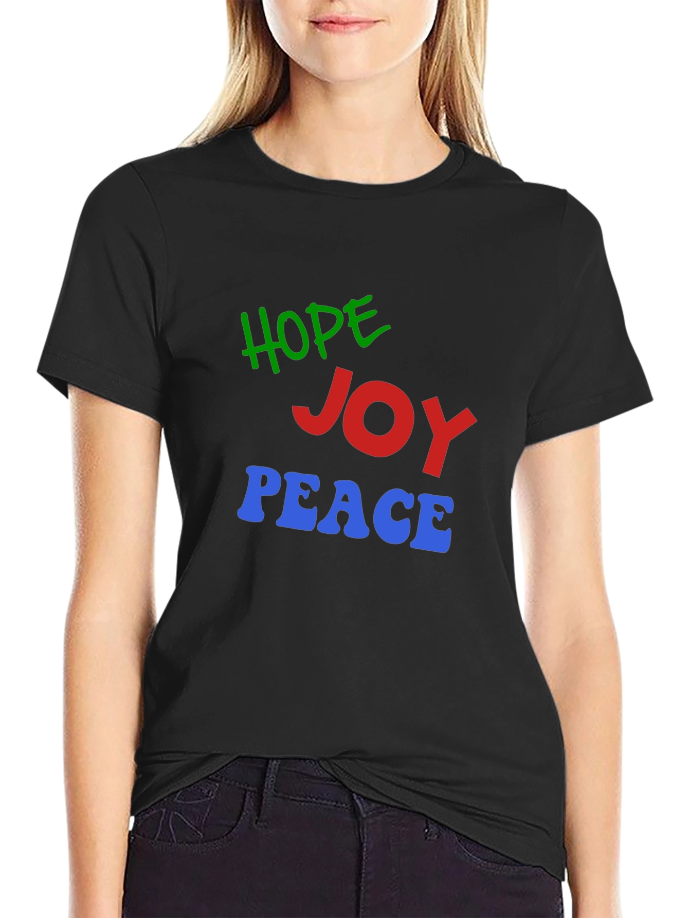 Black Hope Joy Peace Graphic T-Shirt view 2