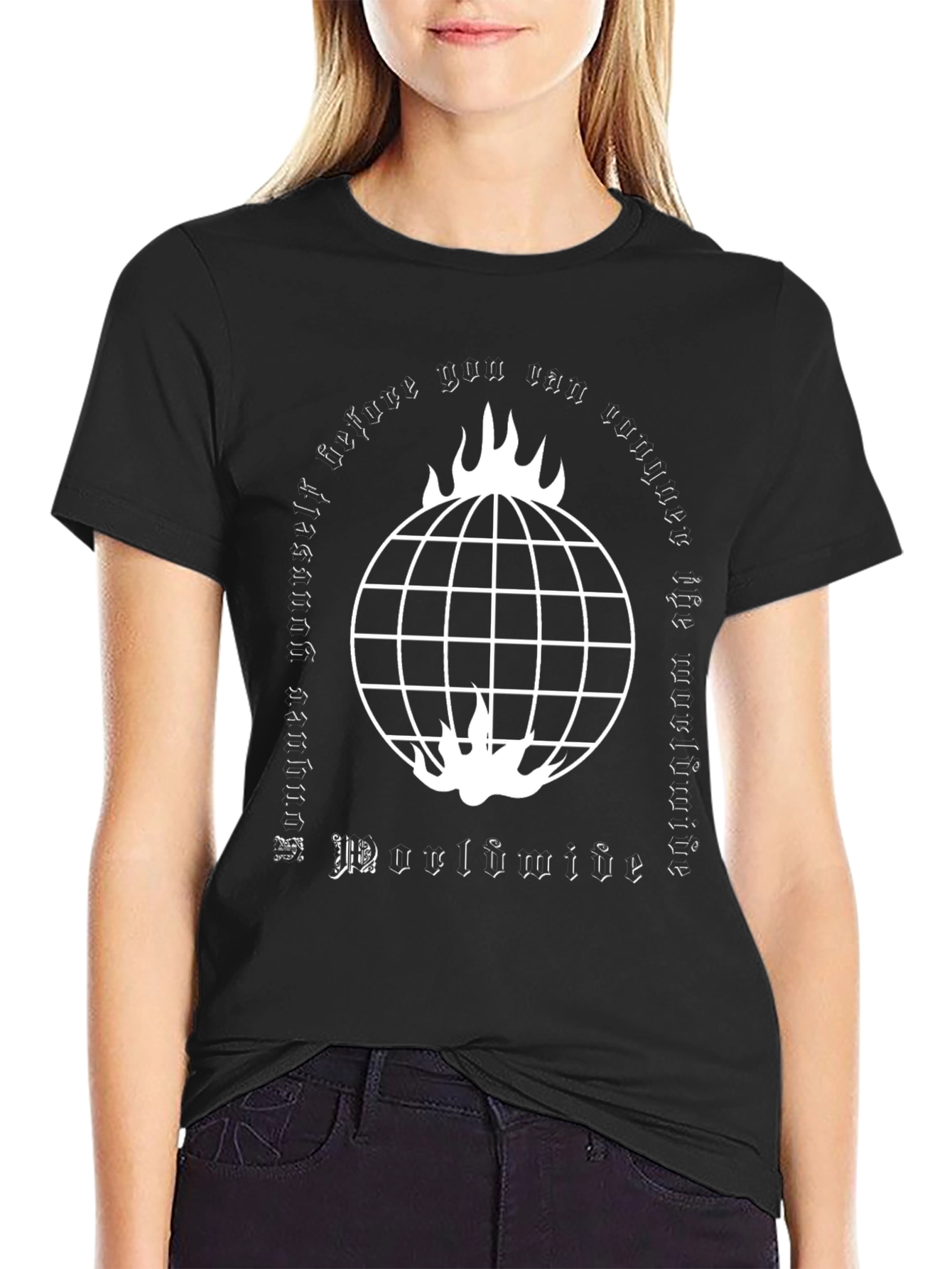 Black Burning Globe Graphic Tee - Mens Black T-Shirt view 2