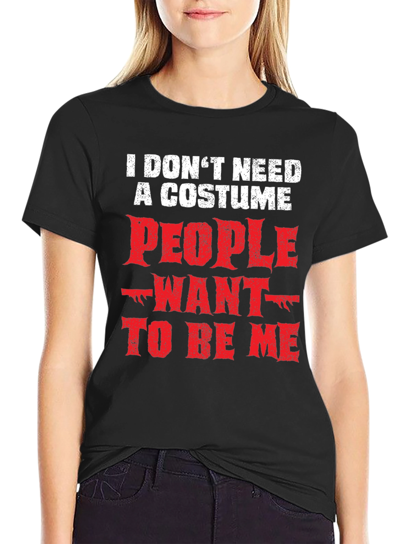 Black Funny "I Don't Need a Costume" Graphic Tee view 2