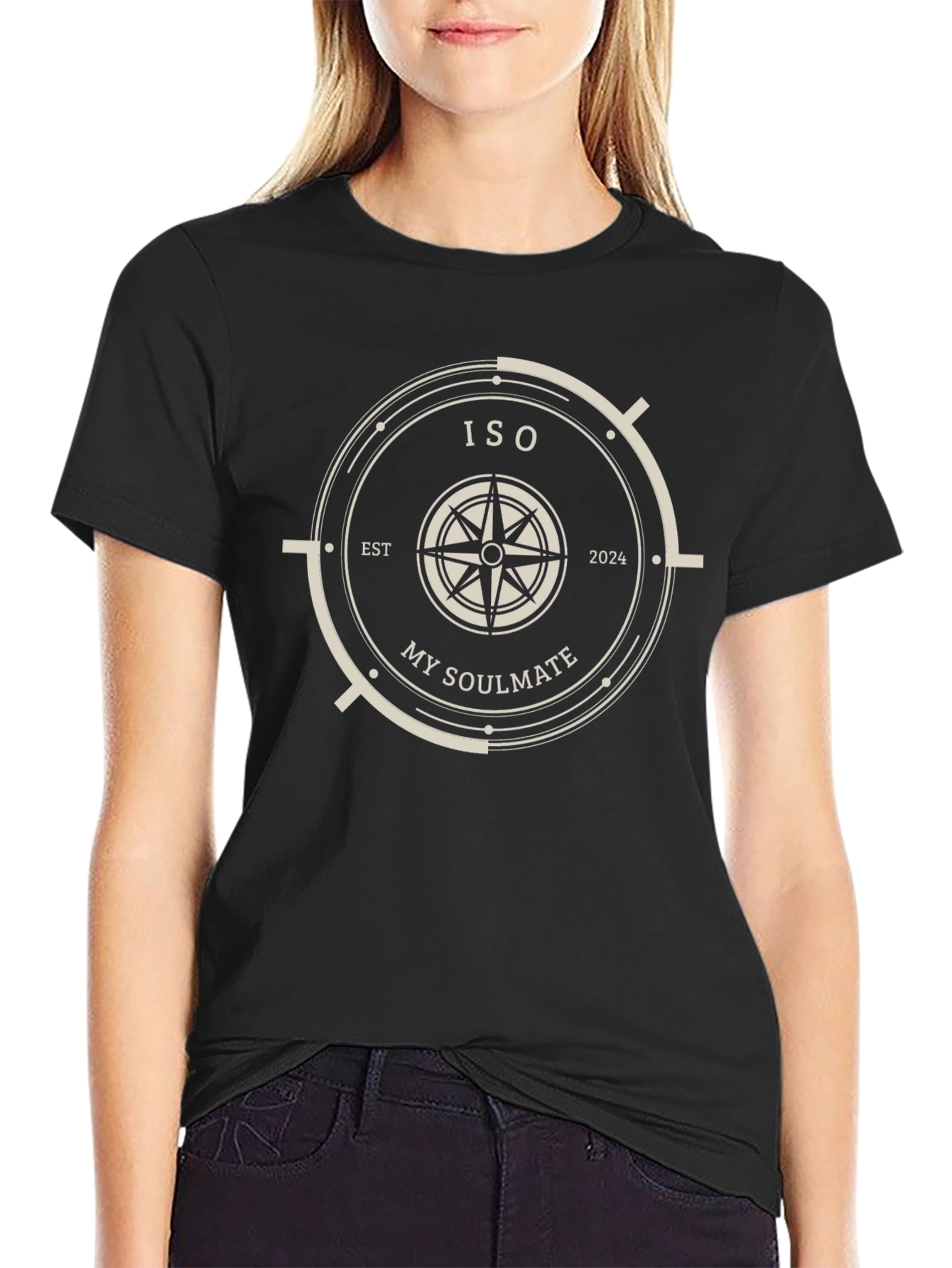 Black ISO My Soulmate Compass Graphic T-Shirt view 2