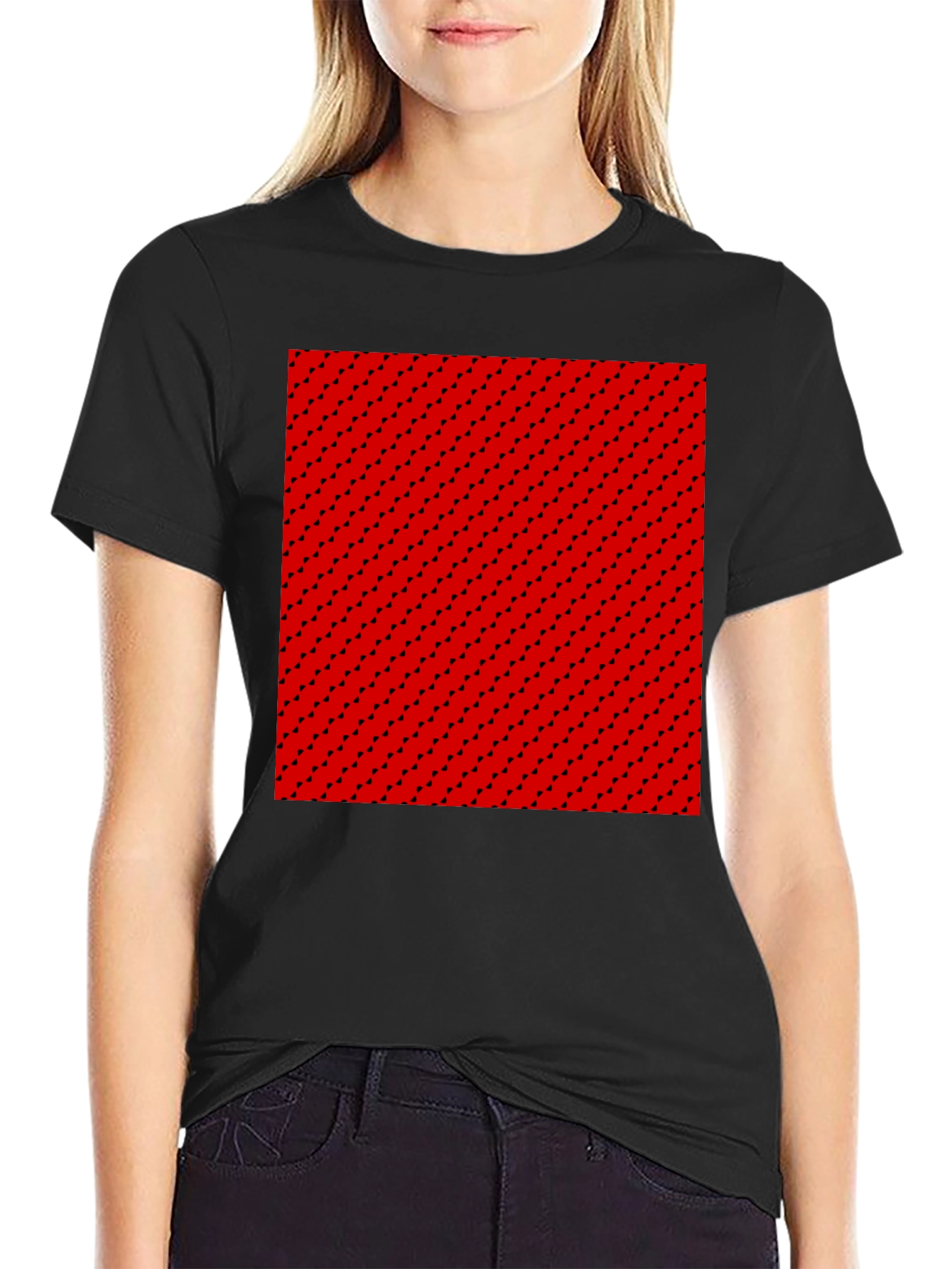 Black Red Patterned Tee view 2