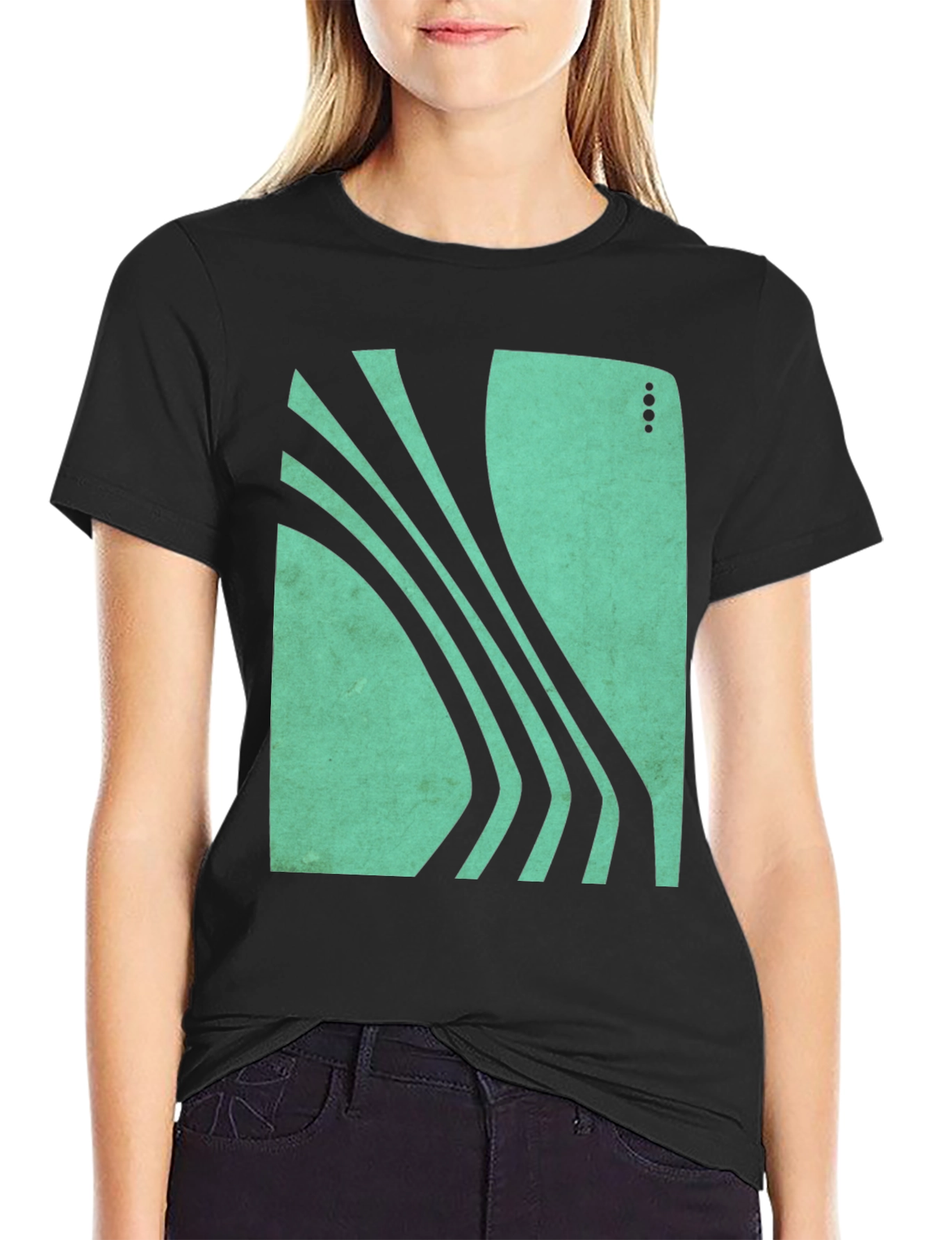Black Abstract Graphic Print Black T-Shirt view 2