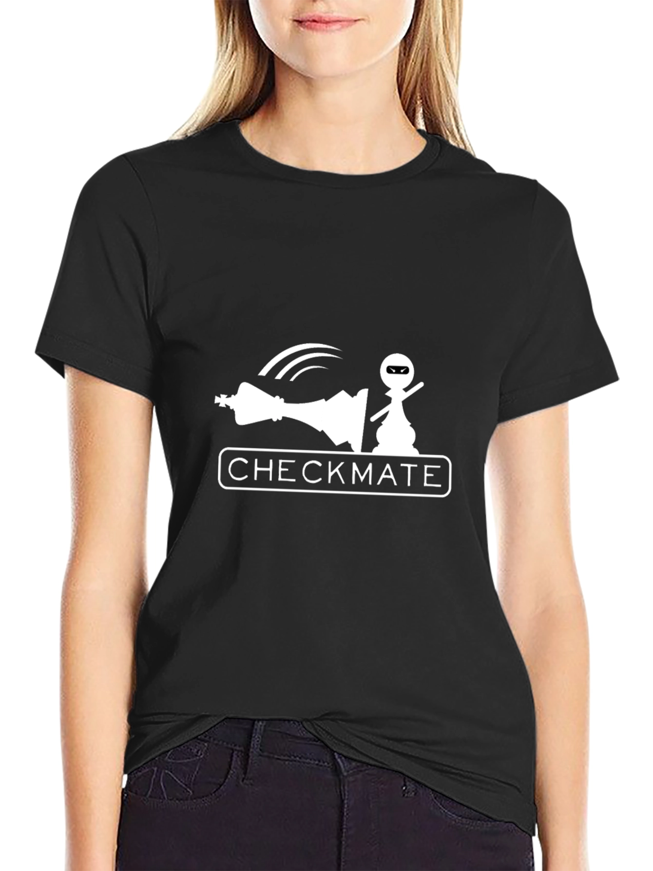 Black Checkmate Ninja Pawn T-Shirt view 2