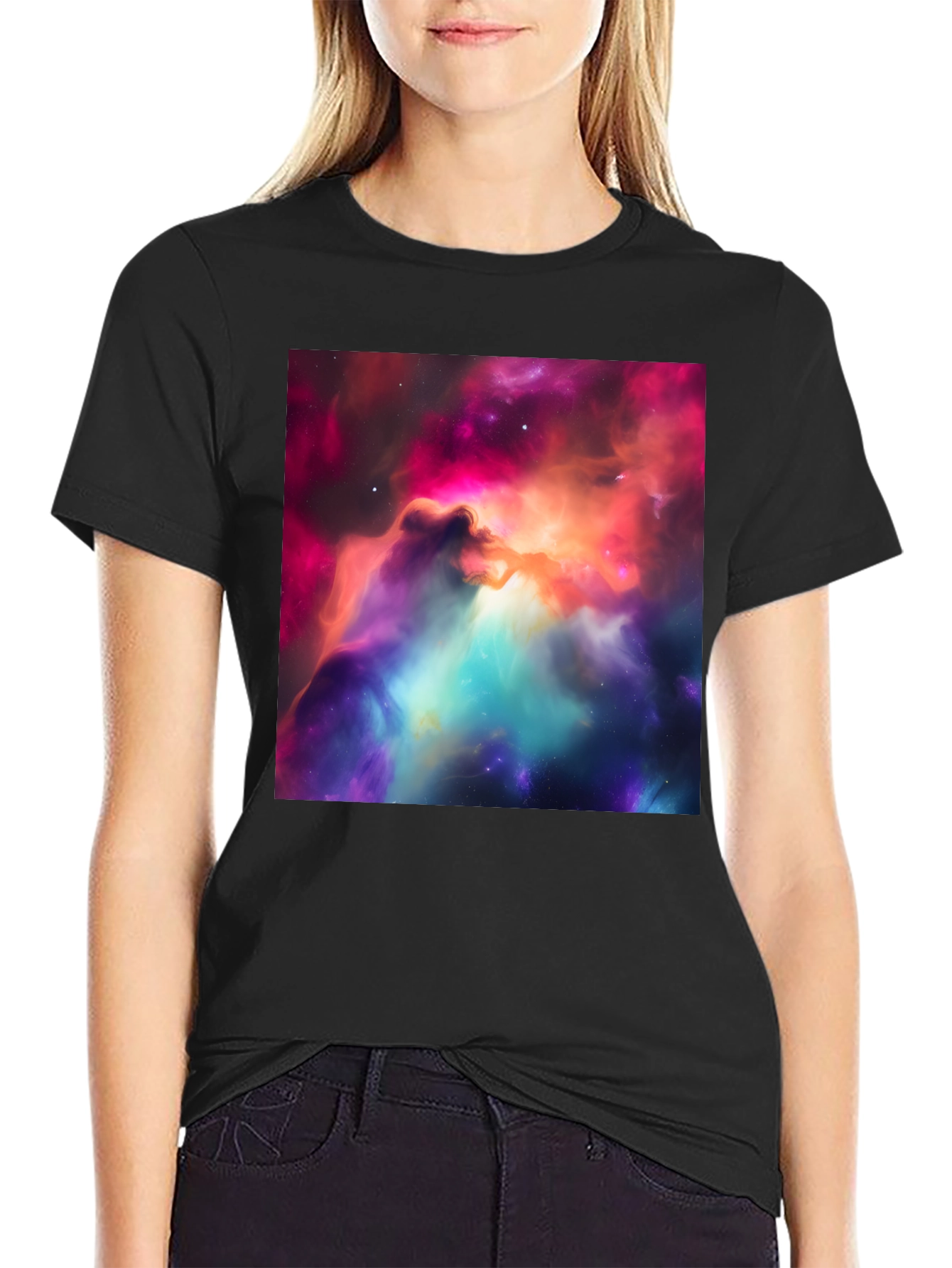 Black Nebula Print Black T-Shirt view 2