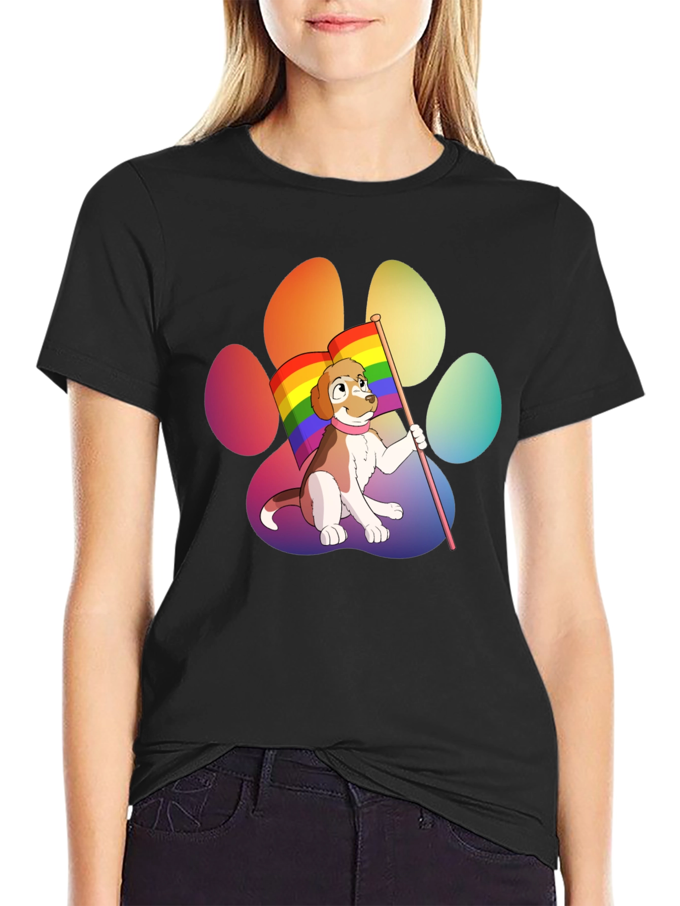 Black Pride Pup T-Shirt - LGBTQ+ Dog Paw Tee view 2
