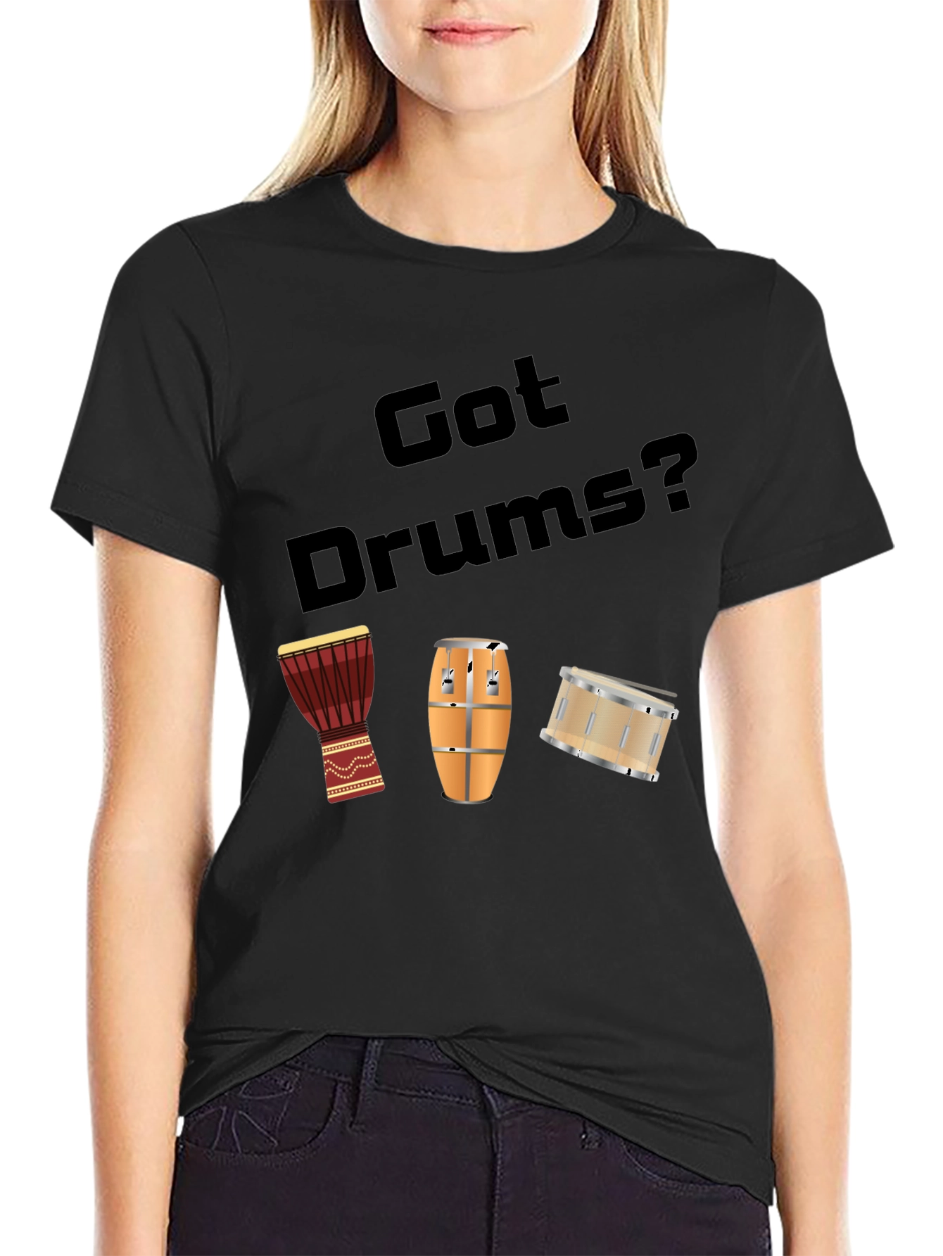 Black Got Drums? Black Graphic T-Shirt view 2