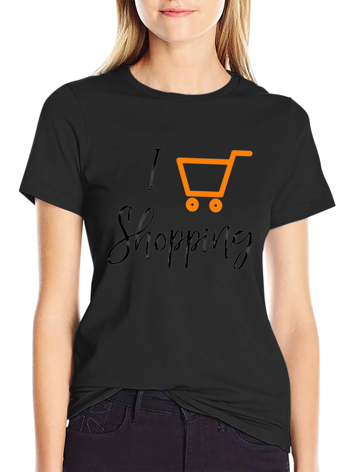 Black I Love Shopping Black T-Shirt view 2