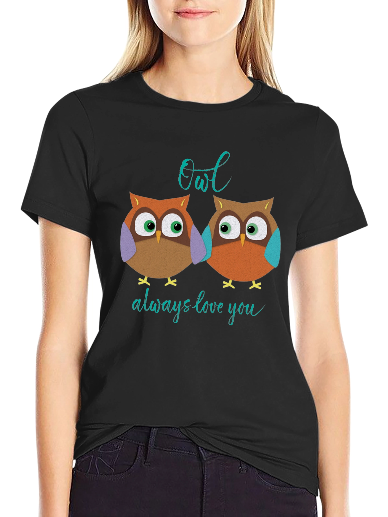 Black Owl Always Love You Black Graphic Tee view 2