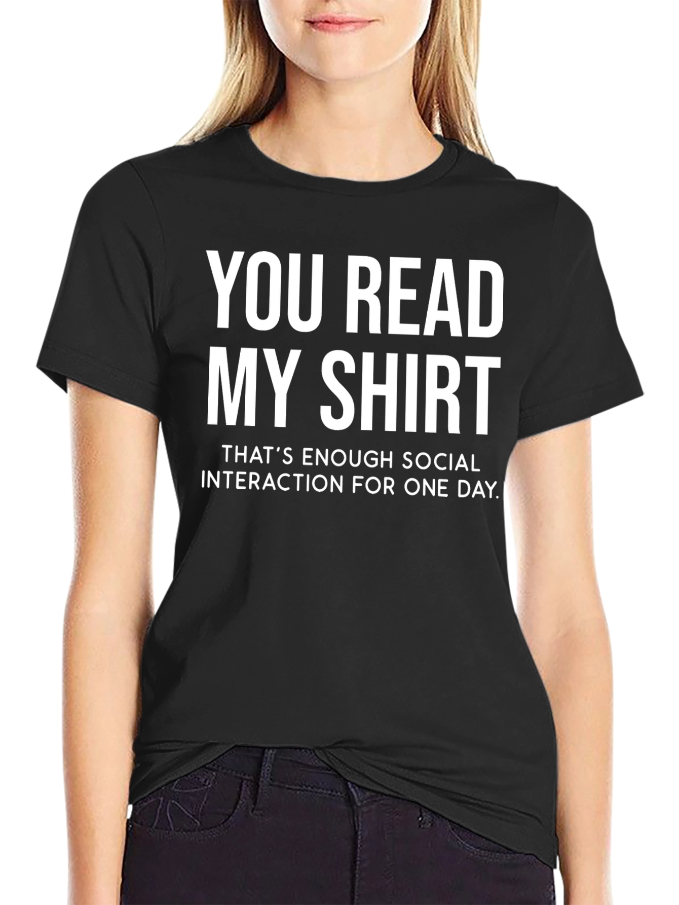 Black Funny Sarcastic Social Interaction T-Shirt view 2