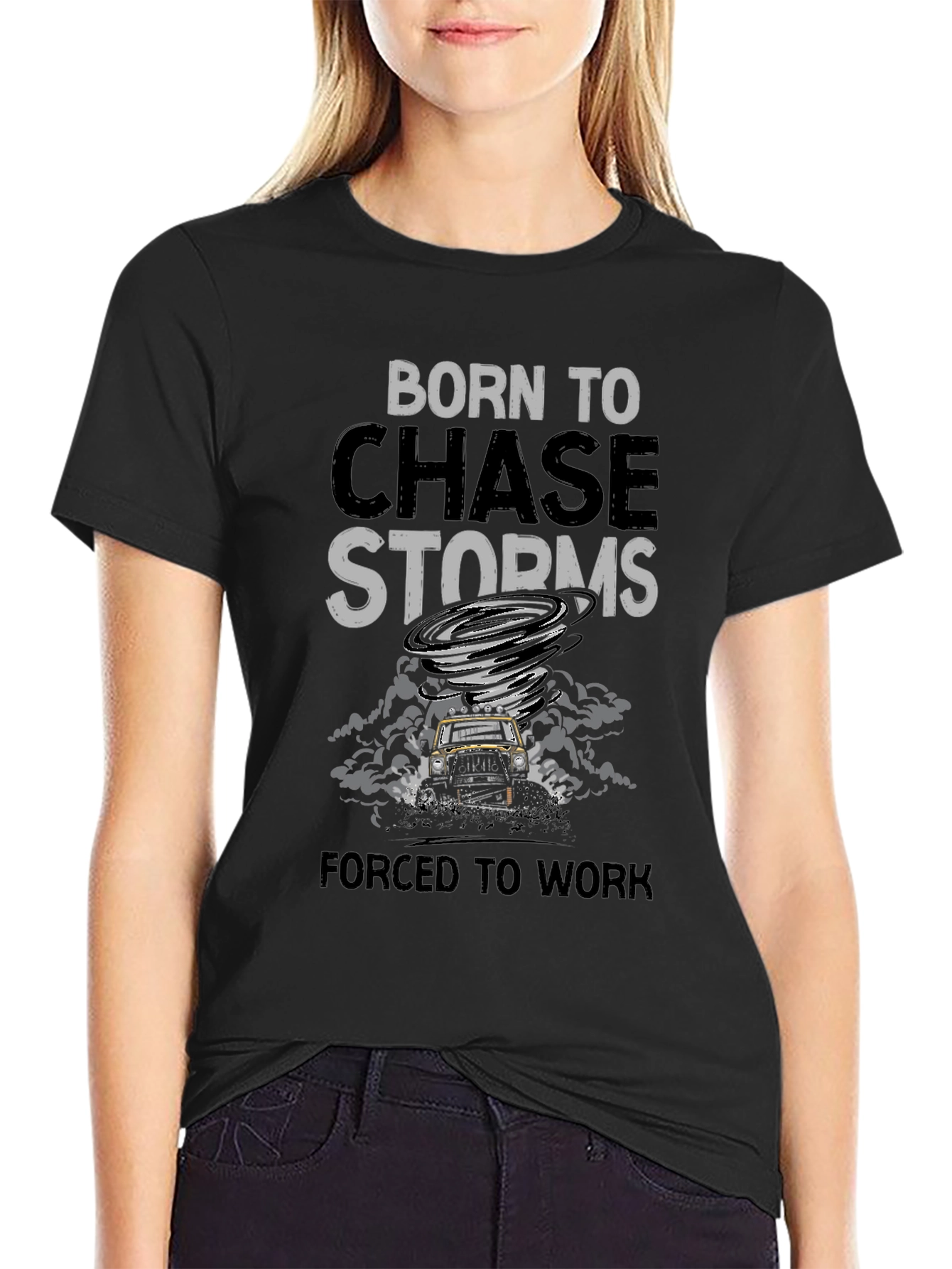 Black Born to Chase Storms T-Shirt view 2