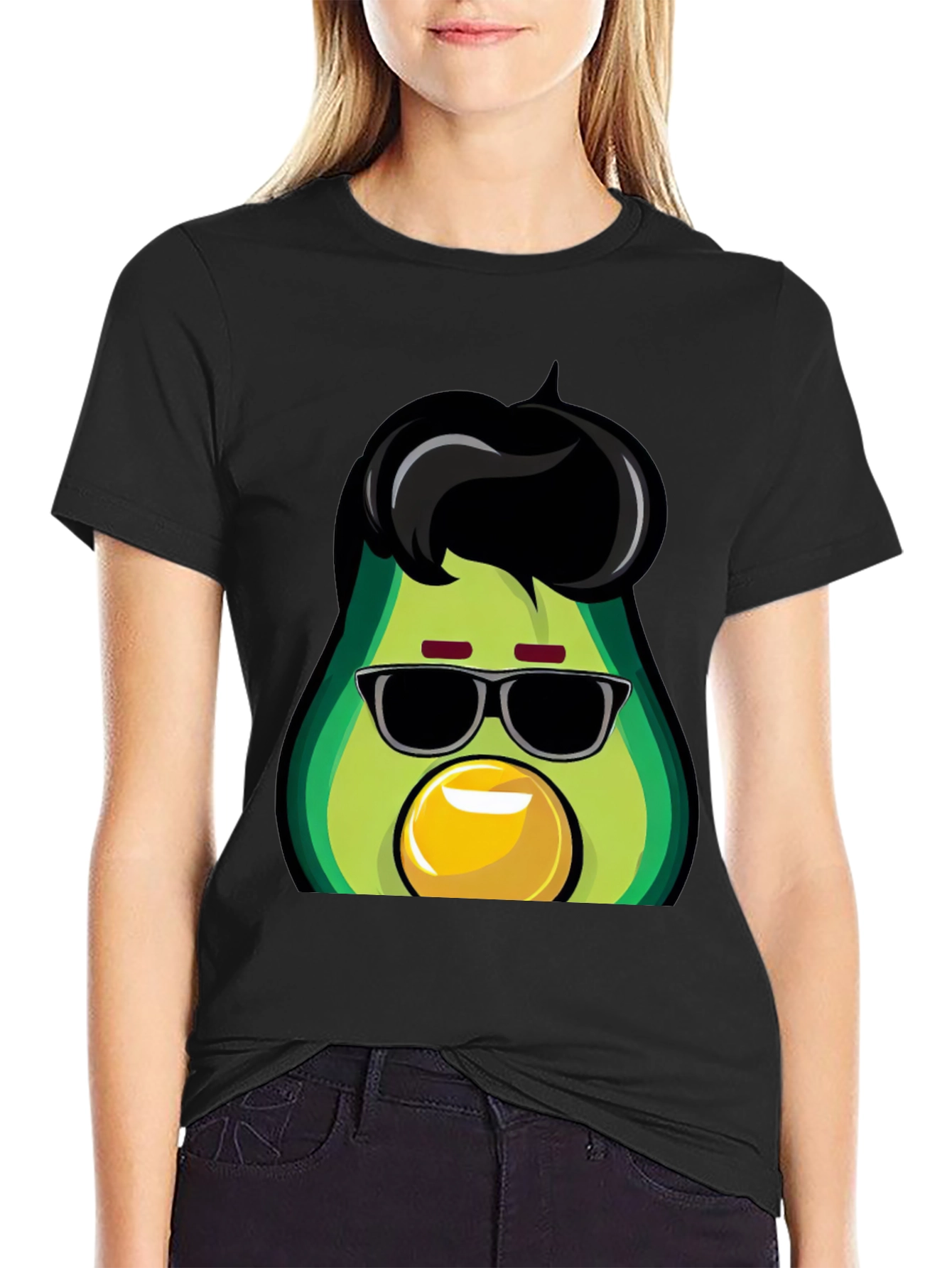 Black Cool Avocado T-Shirt - Funky Graphic Tee view 2