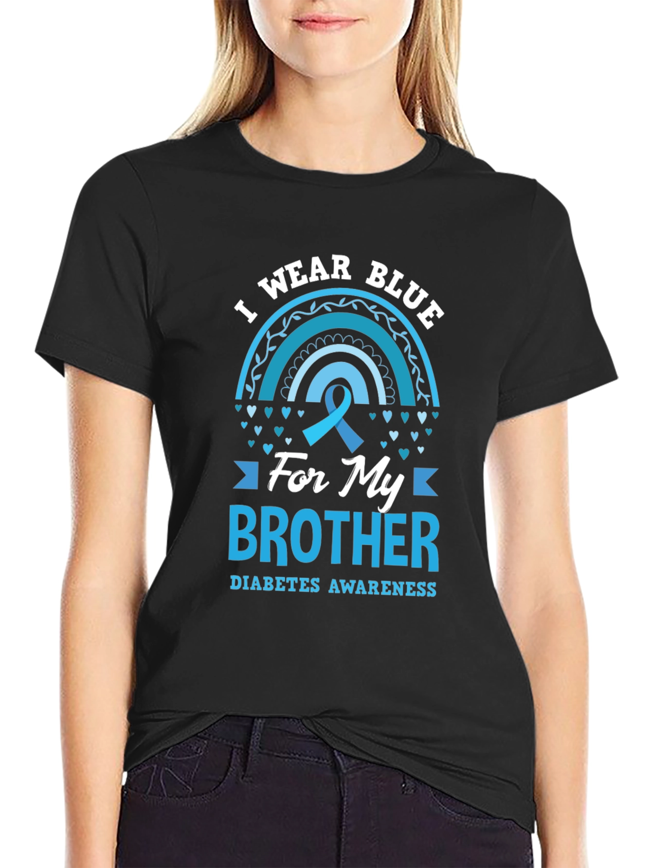Black Diabetes Awareness Brother T-Shirt view 2
