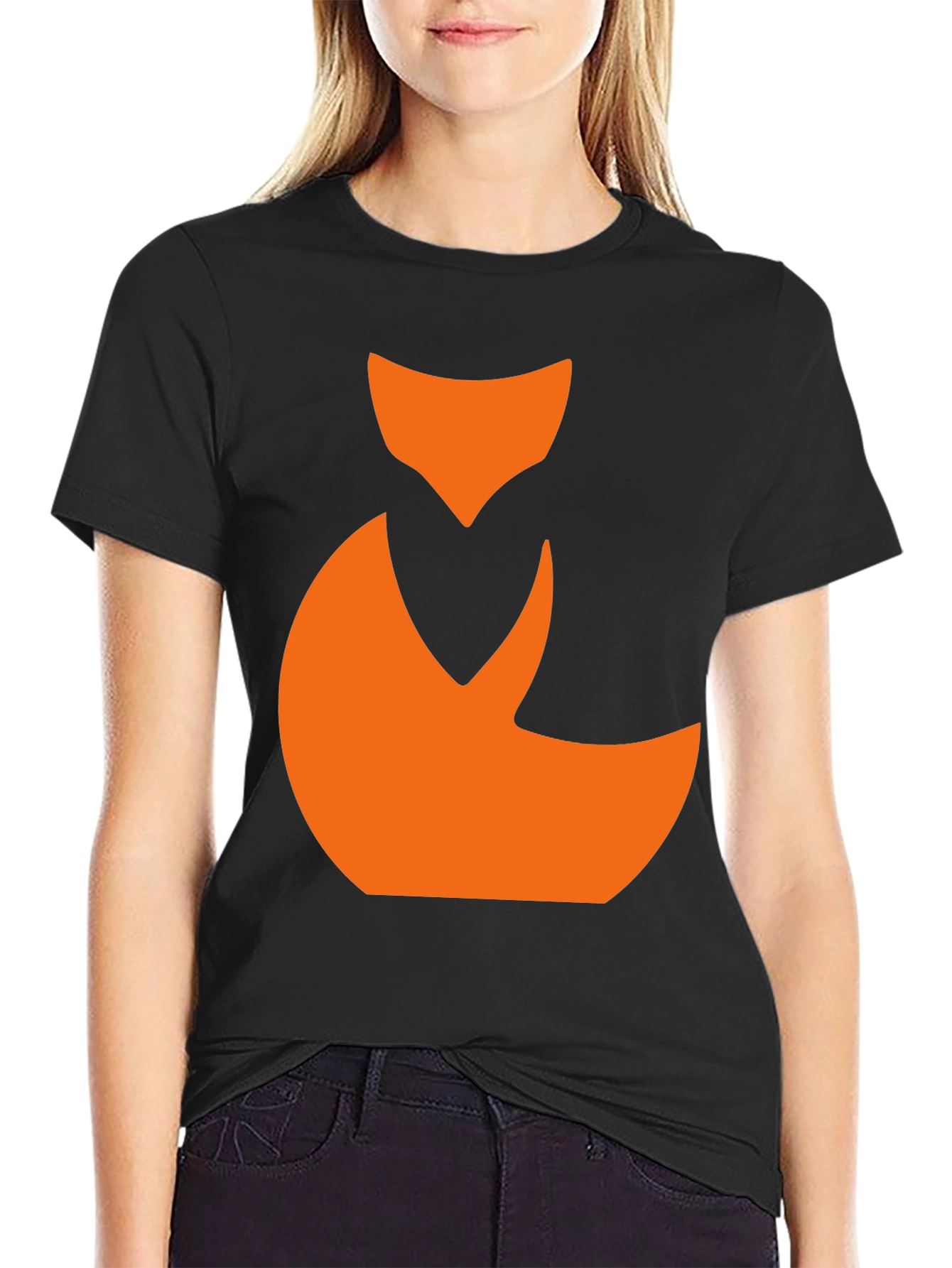 Black Abstract Fox Graphic T-Shirt - Stylish Black Tee view 2