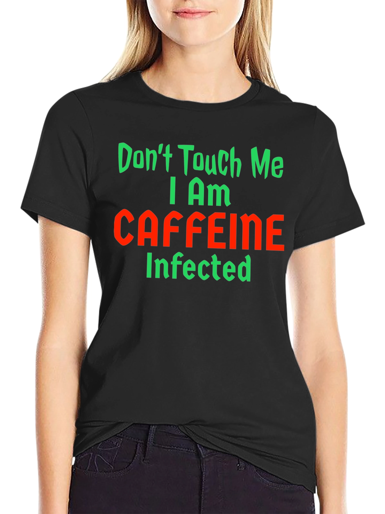 Black Caffeine Infected Graphic T-Shirt - Funny Novelty Tee view 2