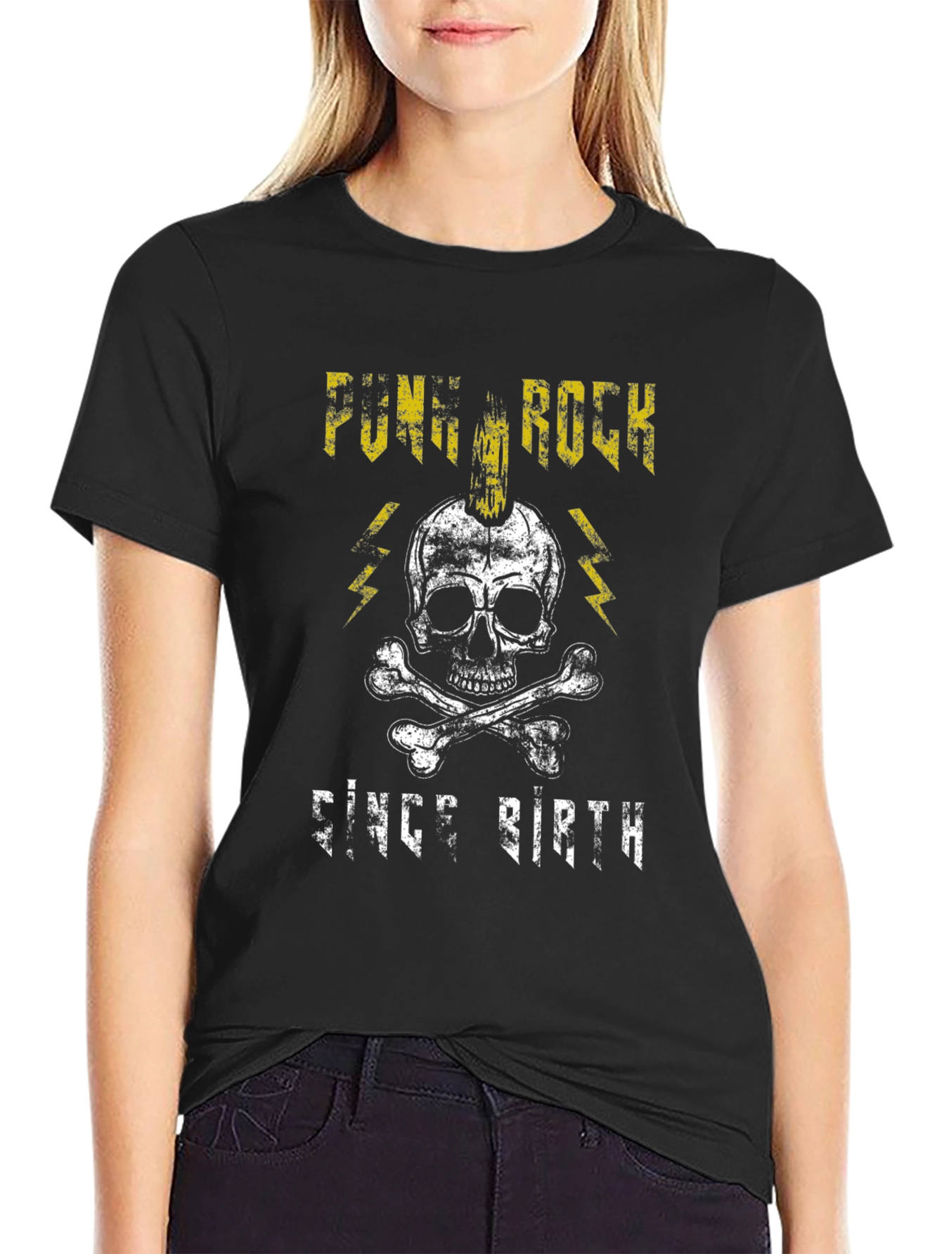 Black Punk Rock Since Birth Black Graphic T-Shirt view 2